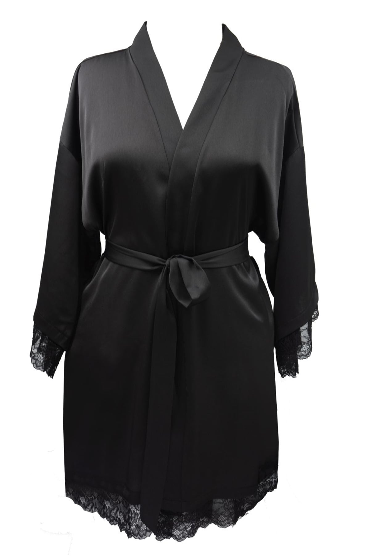 Magic Form 37430 Kadın Siyah Krep Saten Dantelli SabahlıkKadın SabahlıkMagic Form