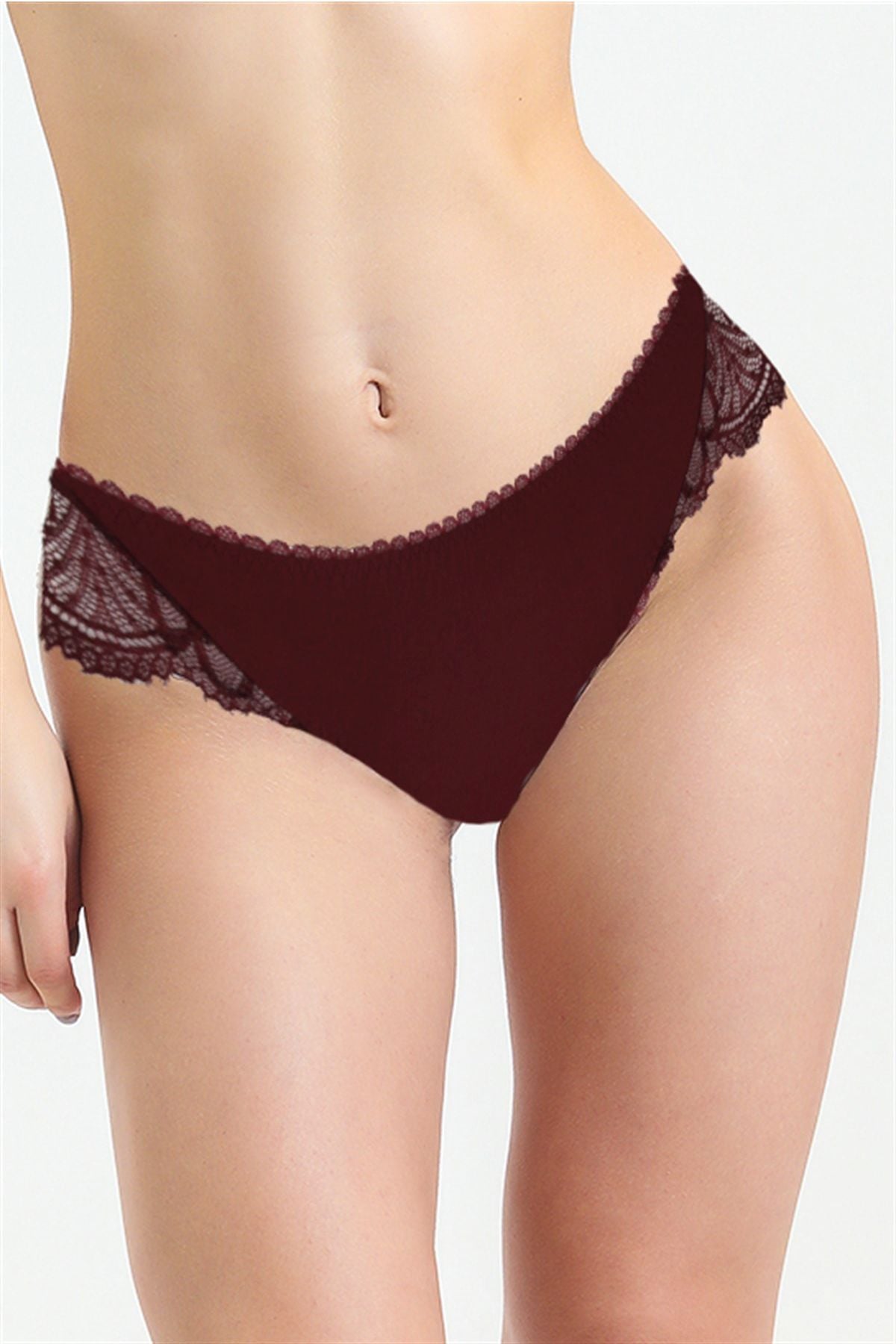 Magic Form 385 Kadın Bordo Önü Kumaş,Arkası Dantel Normal KülotString KülotMagic Form