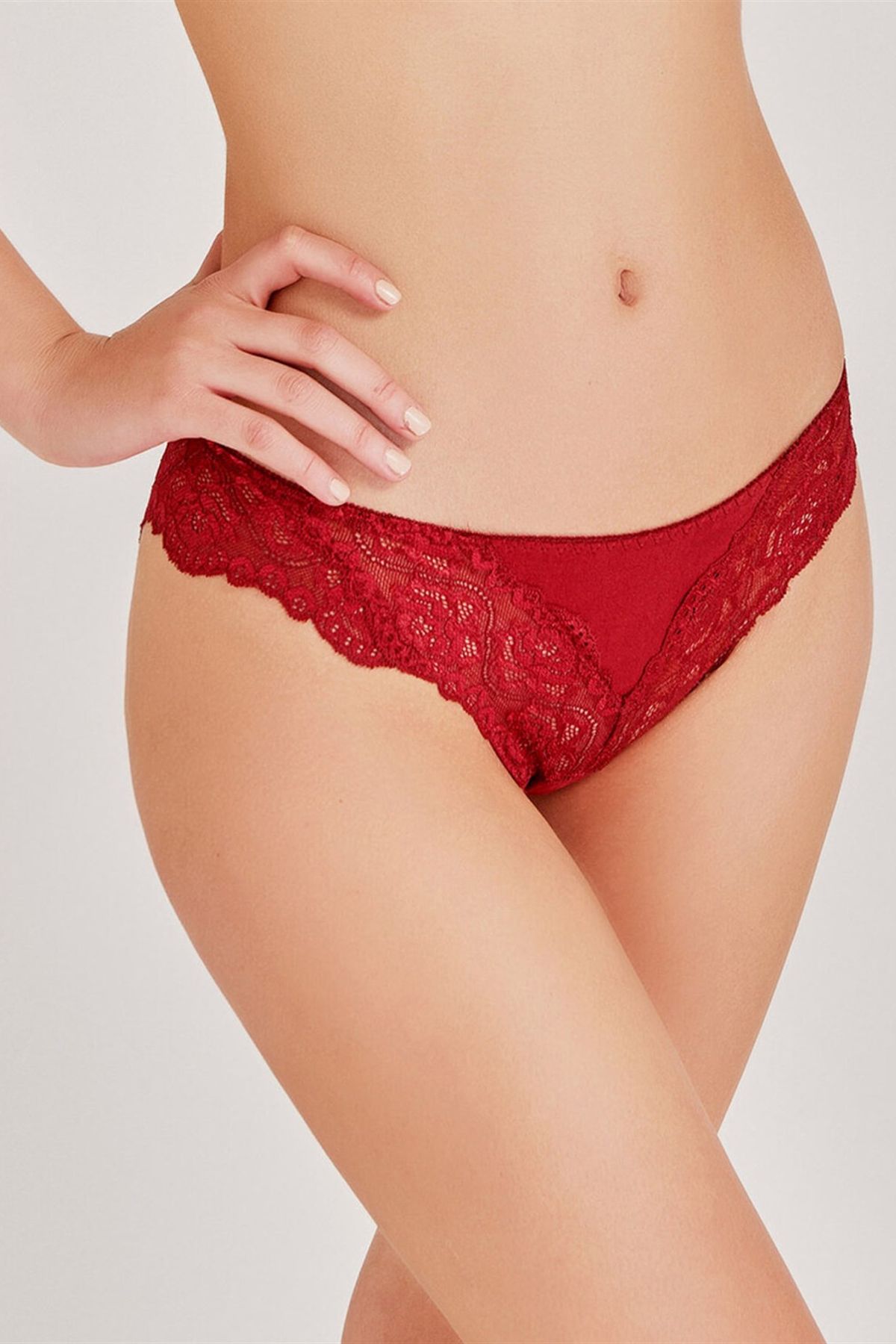 Magic Form 423 Kadın Bordo Dantelli Kumaş Detaylı KülotSlip KülotMagic Form