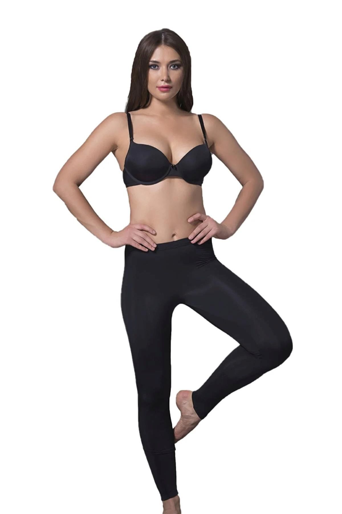 Magic Form 461 Kadın Siyah Şardonlu Kumaşlı Yanları Dikişli TaytKadın TaytMagic Form