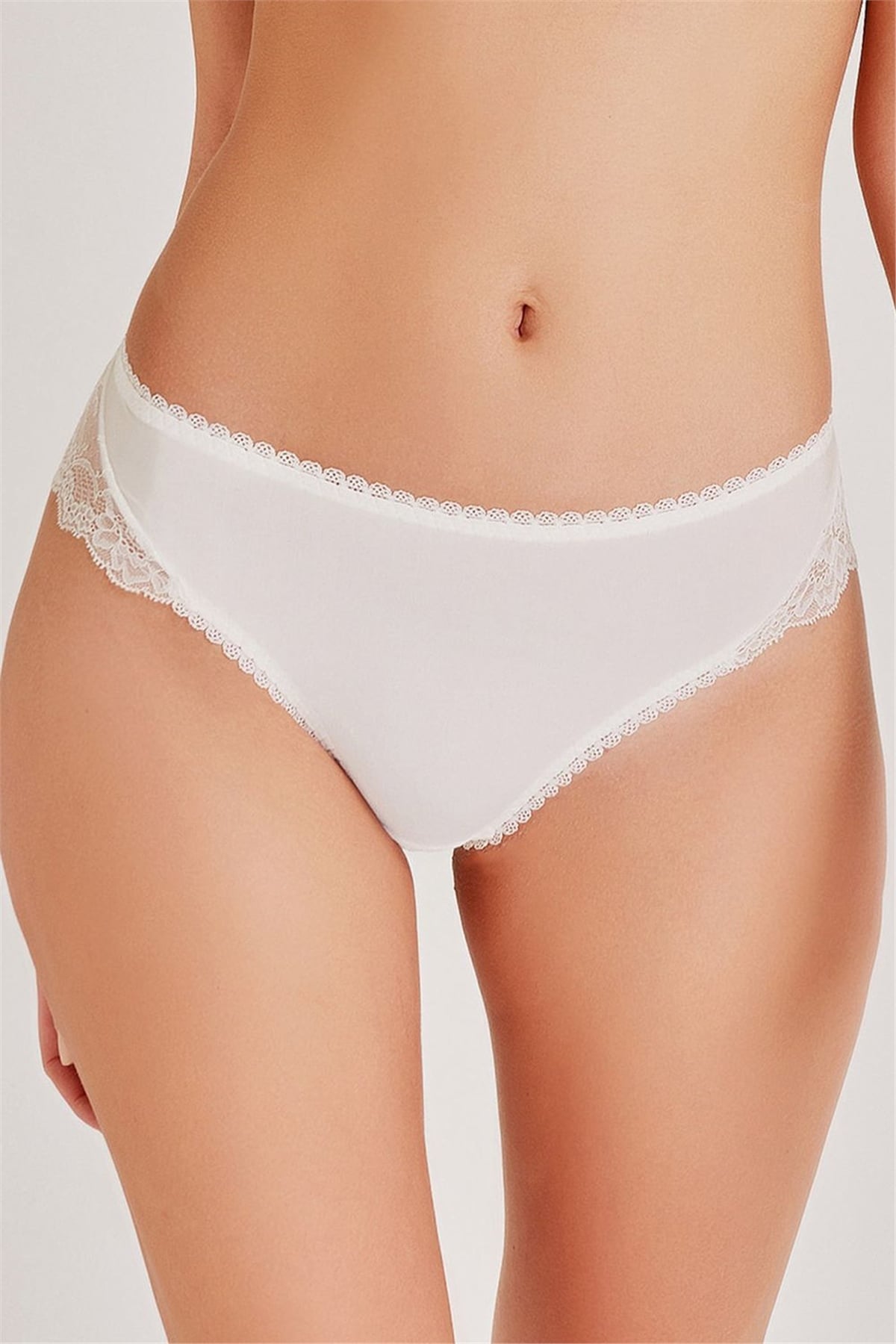 Magic Form 789 Kadın Ekru Önü Kumaş Arkası Dantel Normal KülotSlip KülotMagic Form