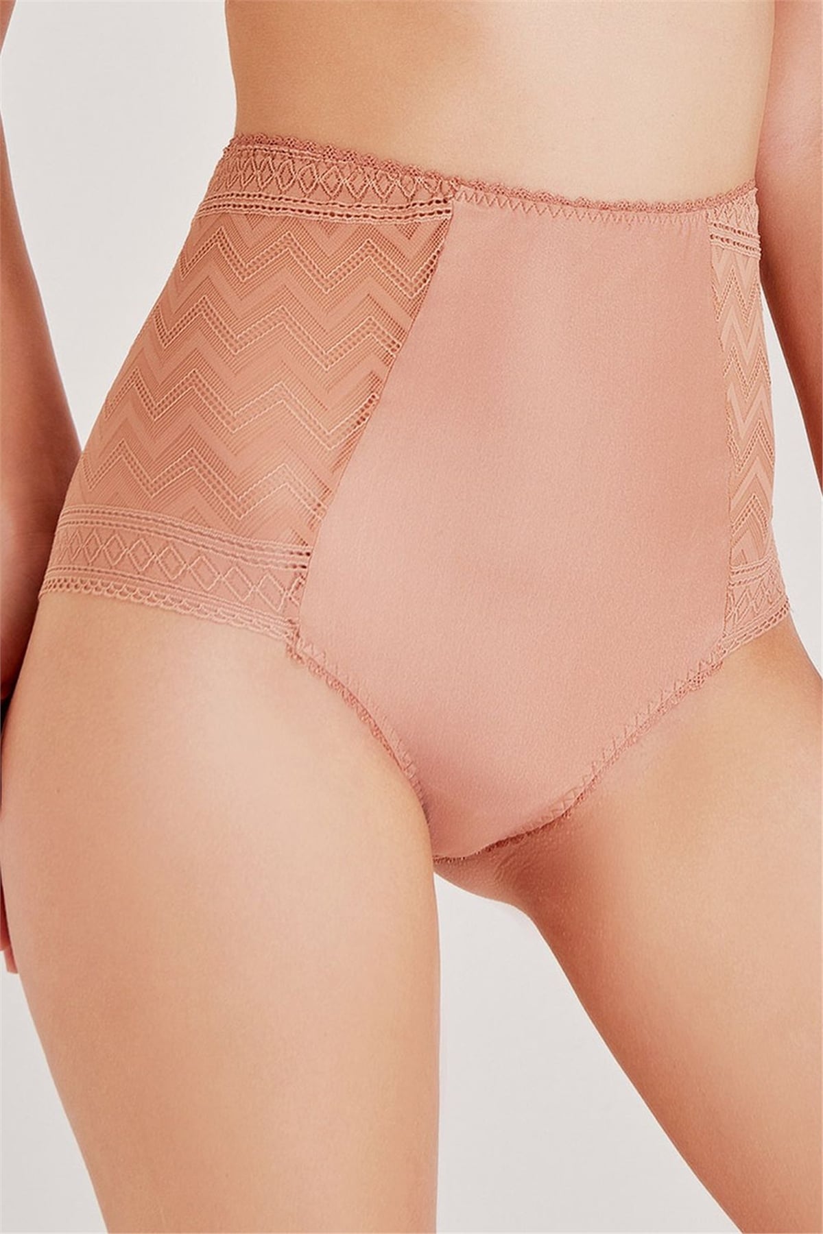 Magic Form 948 Kadın Kiremit Zigzag Dantelli Yüksek Bel KülotSlip KülotMagic Form