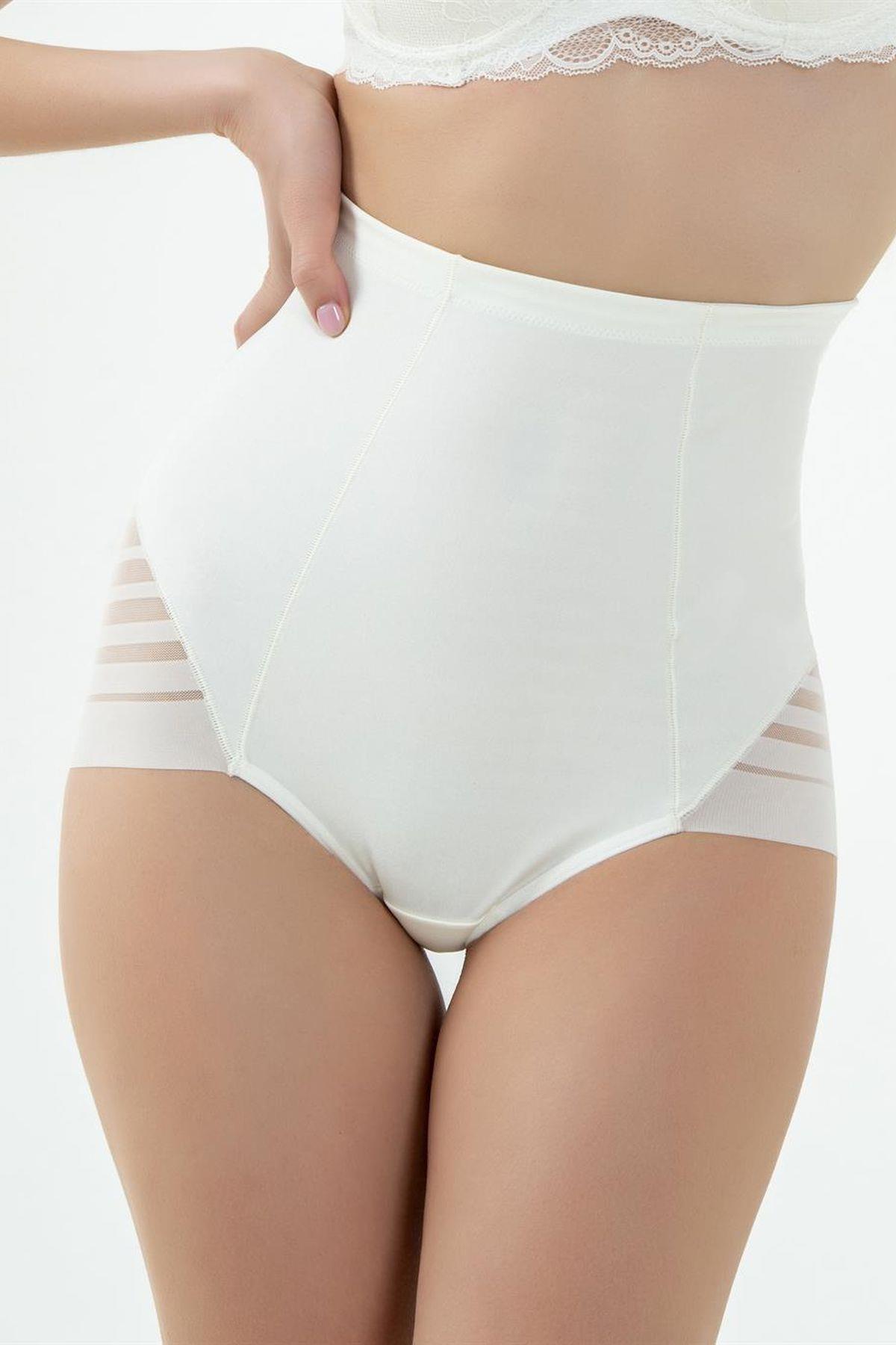 Magic Form 9720 Kadın Ekru Çizgili Dantelli KorseKadın Slip KorseMagic Form