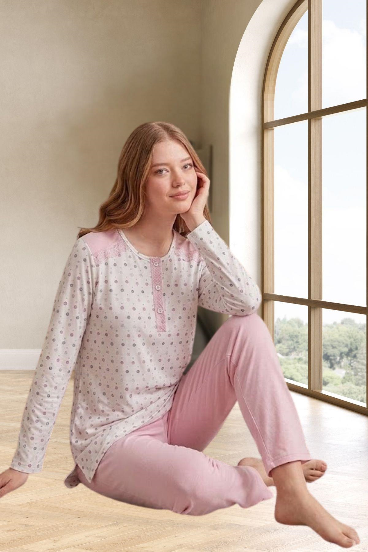 Mecit 6355 Pembe Büyük Beden Kadın Pijama Takımı