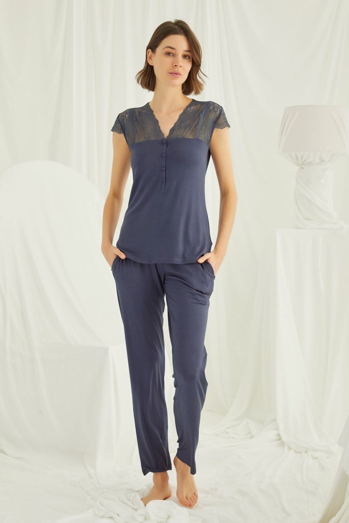Monamise 18231 Kadın Lacivert Pijama TakımKadın Pijama TakımıMonamise