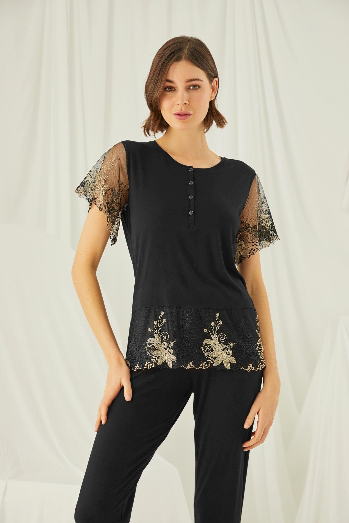 Monamise 19171 Kadın Siyah Pijama TakımKadın Pijama TakımıMonamise