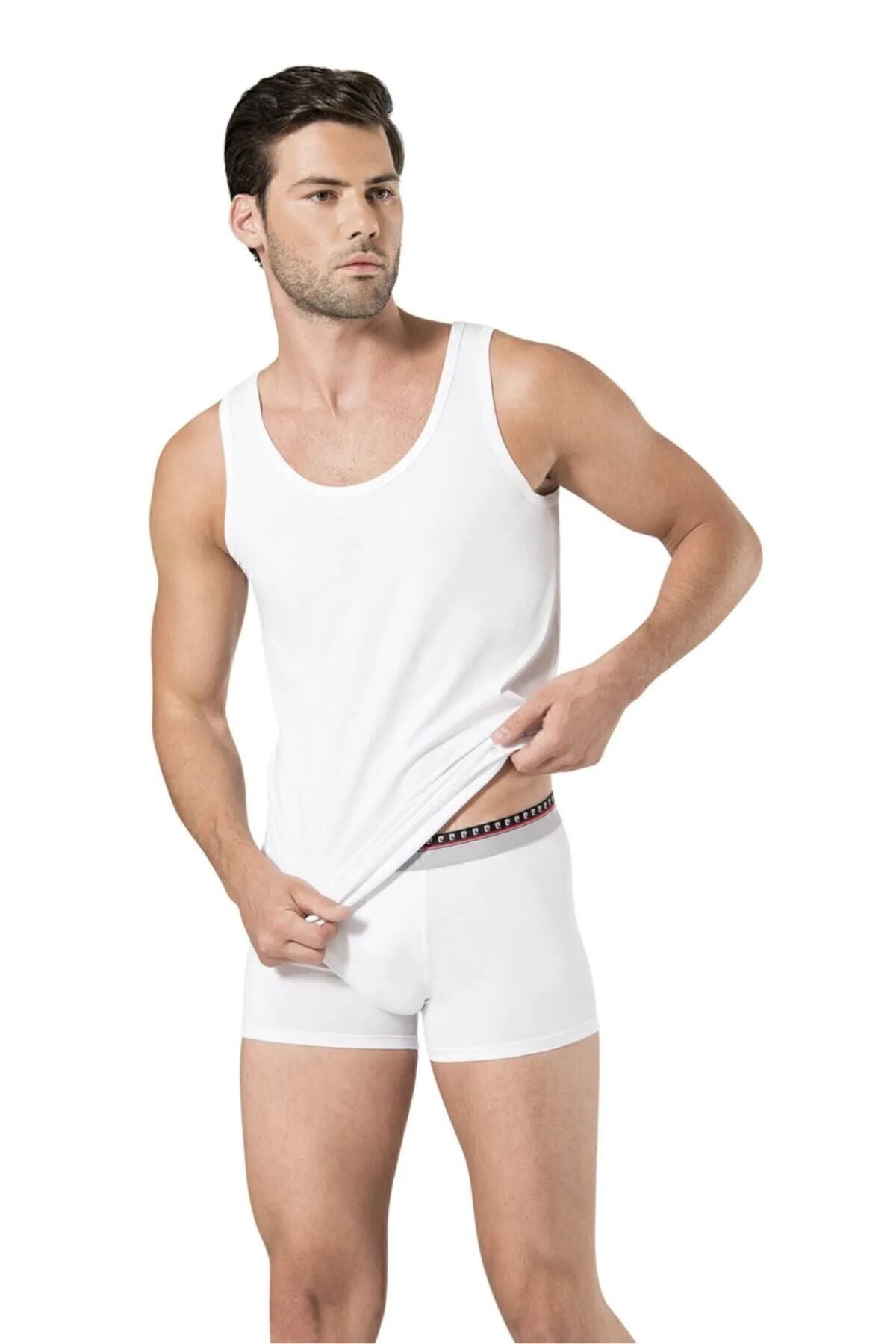 Pierre Cardin 150 Erkek Beyaz Stretch 2'Li Atlet Boxer TakımAtletPierre Cardin