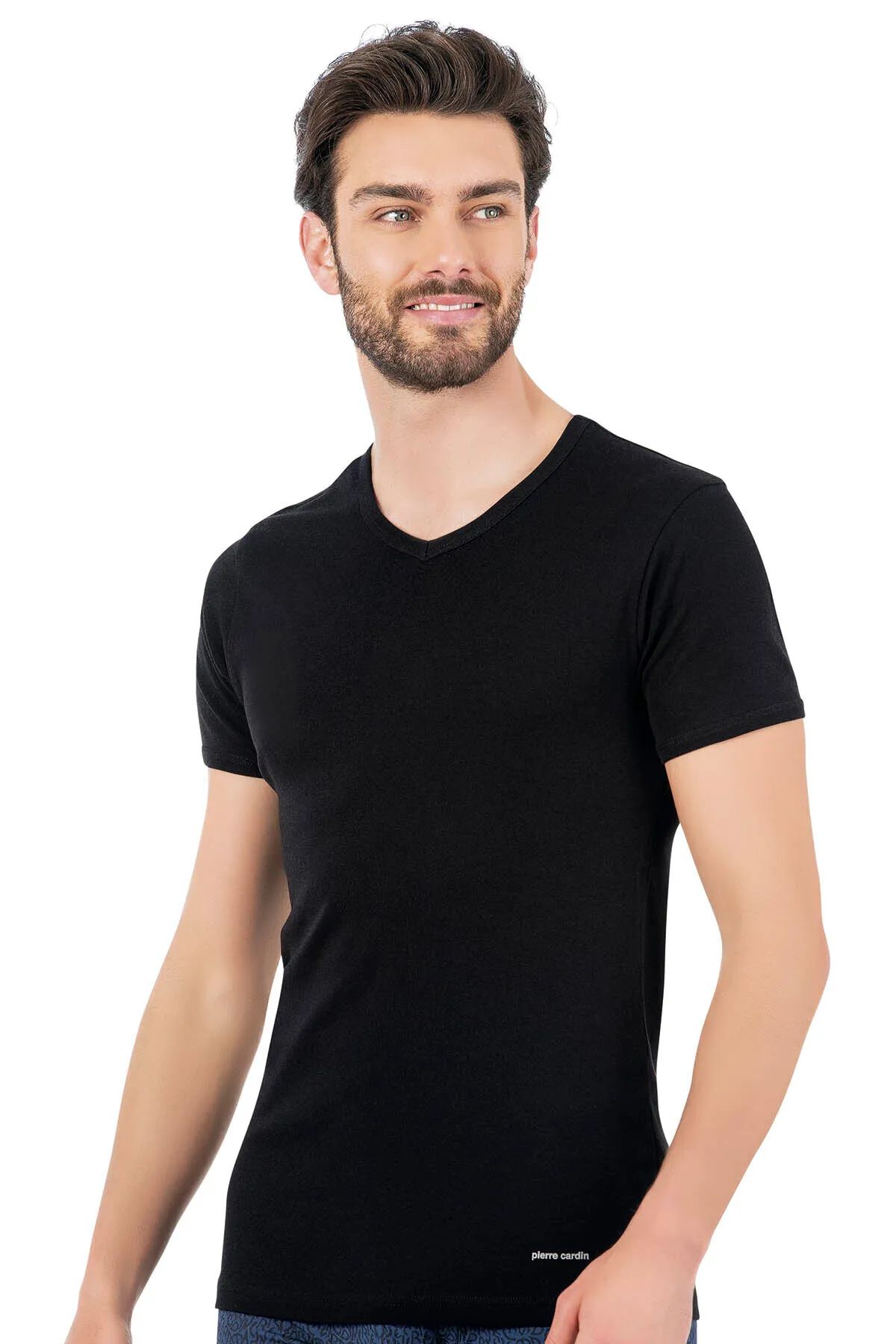 Pierre Cardin 442 Erkek Sıyah Ribana Kısa Kollu V Yaka 2'Li FanilaFanilaPierre Cardin