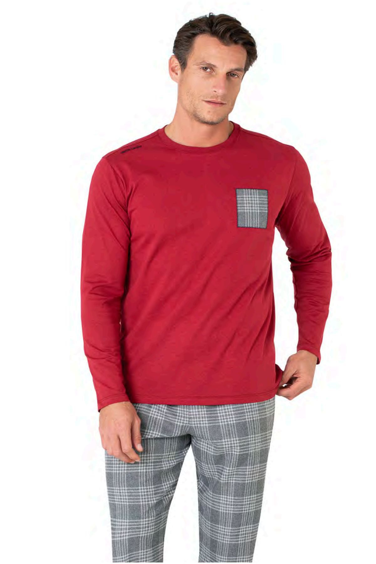 Pierre Cardin 6107 Erkek Bordo Uzun Kollu Bisiklet Yaka Pijama TakımıPijama TakımıPierre Cardin