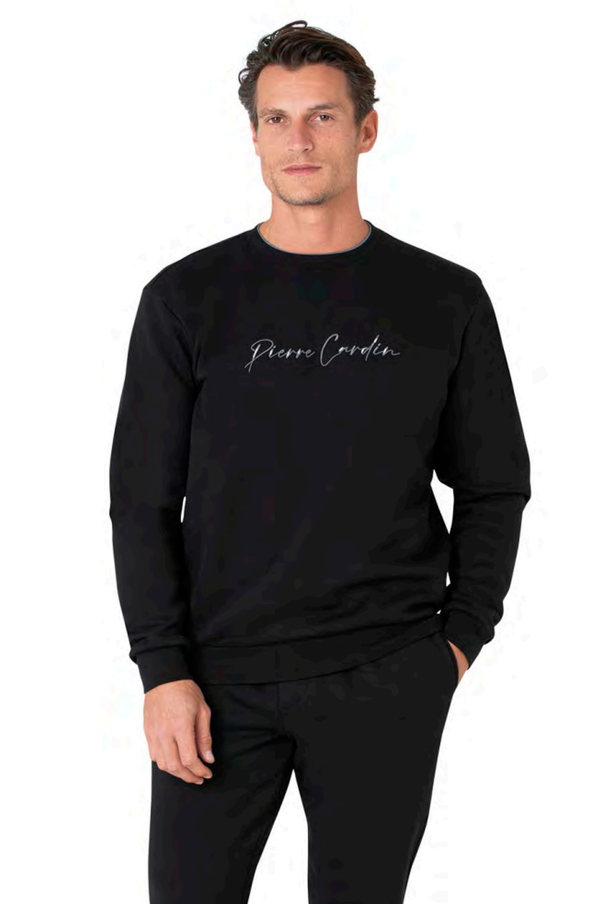 Pierre Cardin 6115 Erkek Siyah Uzun Kollu Bisiklet Yaka Üç İplik Eşofman TakımıEşofman TakımıPierre Cardin