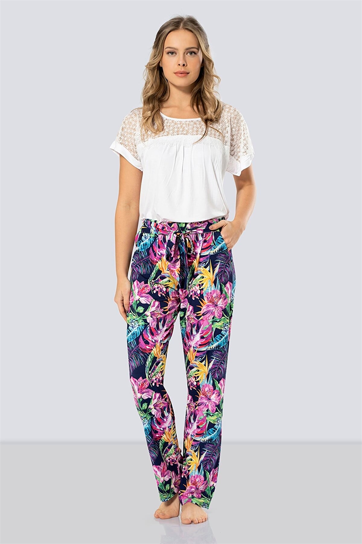 Türen 3302 Lacivert Kadın Desenli Pijama TakımıKadın Pijama TakımıTüren
