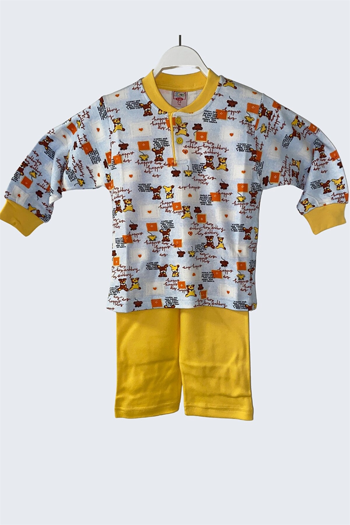 Türen 709 Sarı Çocuk Baskılı İnterlok Pijama TakımıErkek Çocuk PijamaTüren