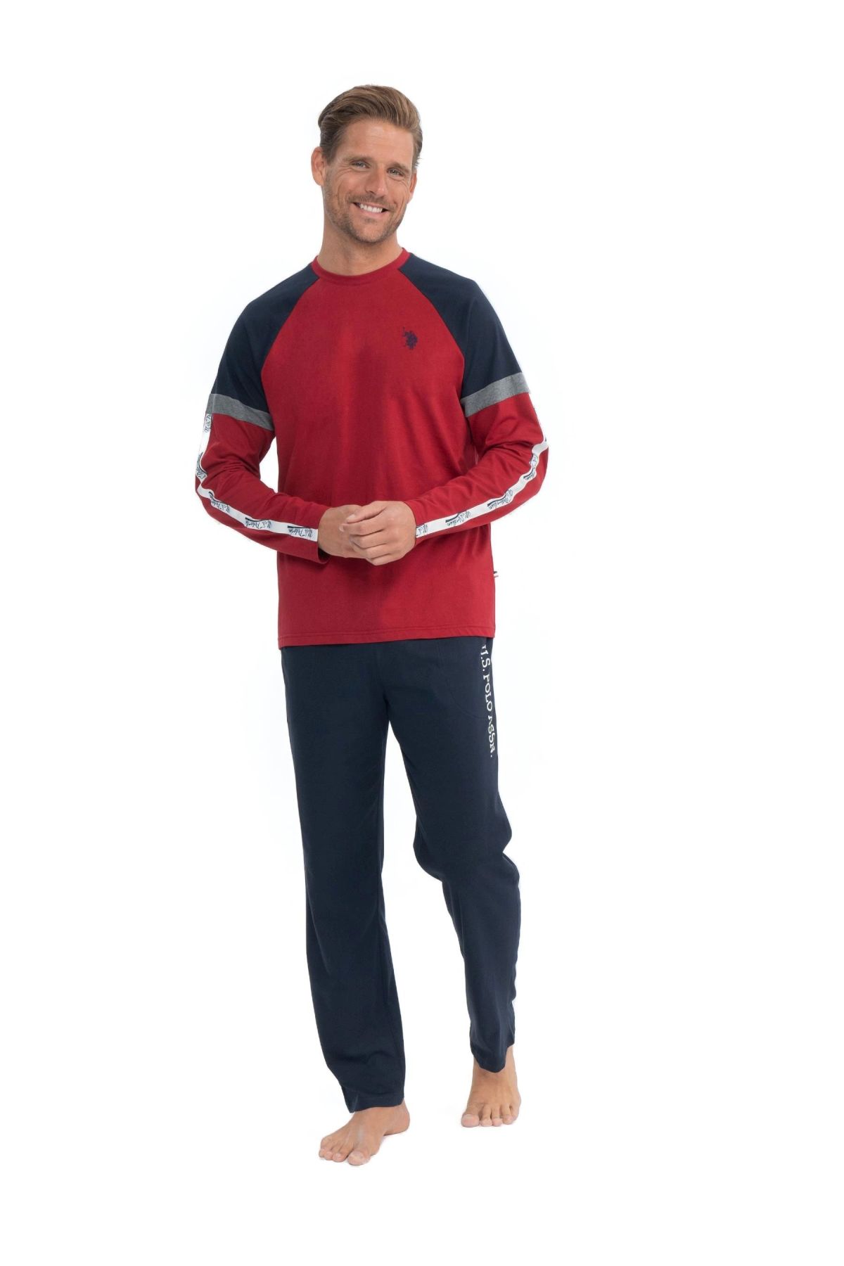 U.S. Polo Assn. 18831 Erkek Bordo Uzun Kollu Yuvarlak Yaka Penye Süprem Pijama TakımKadın Pijama TakımıU.S. Polo Assn.