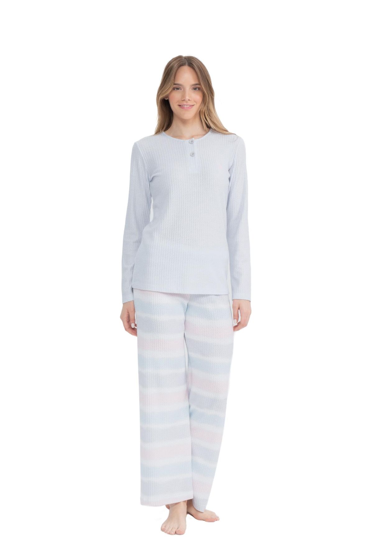 U.S. Polo Assn. 17096 Kadın Gri Uzun Kollu Patlı Pijama TakımKadın Pijama TakımıU.S. Polo Assn.