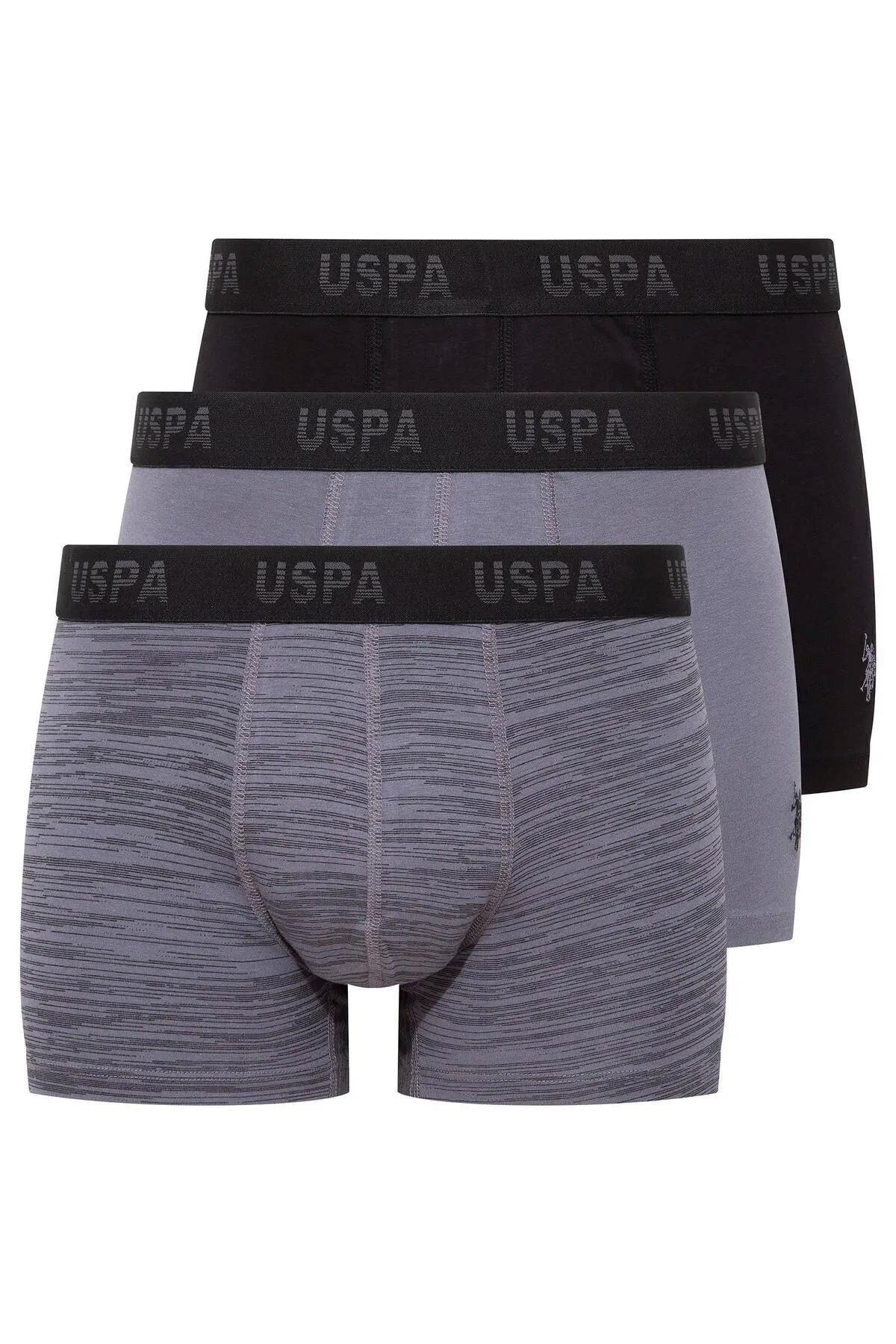 U.S. Polo Assn. 80505 Erkek Baskılı-Siyah-Antrasit Pamuklu 3 Lü BoxerBoxerU.S. Polo Assn.