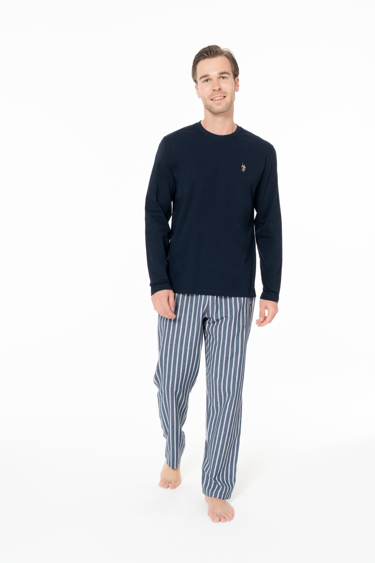 U.S. Polo Assn. 18977 Erkek Lacıvert Yuvarlak Yaka Uzun Kollu Pijama TakımıPijama TakımıU.S. Polo Assn.