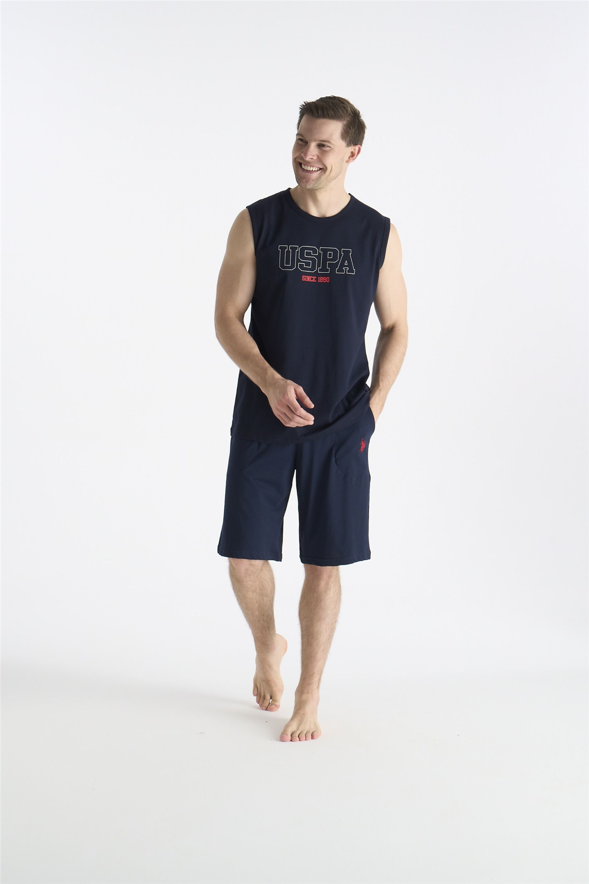 U.S. Polo Assn. 19010 Erkek Lacıvert Sıfır Kollu Yuvarlak Yaka Şort TakımıŞort TakımıU.S. Polo Assn.