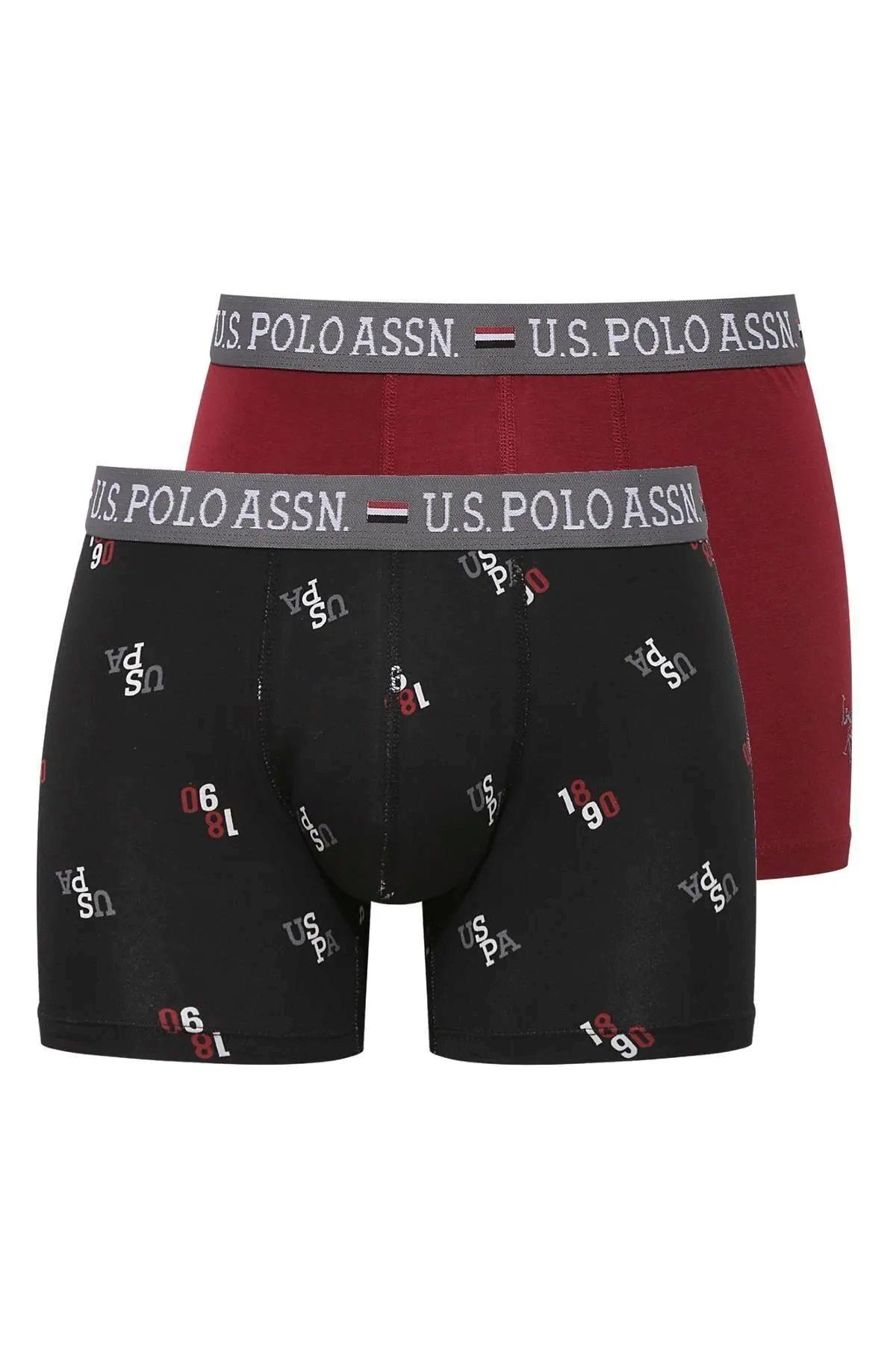 U.S. Polo Assn. 80487 Erkek Bordo-Siyah Baskılı Modal 2 Li BoxerBoxerU.S. Polo Assn.