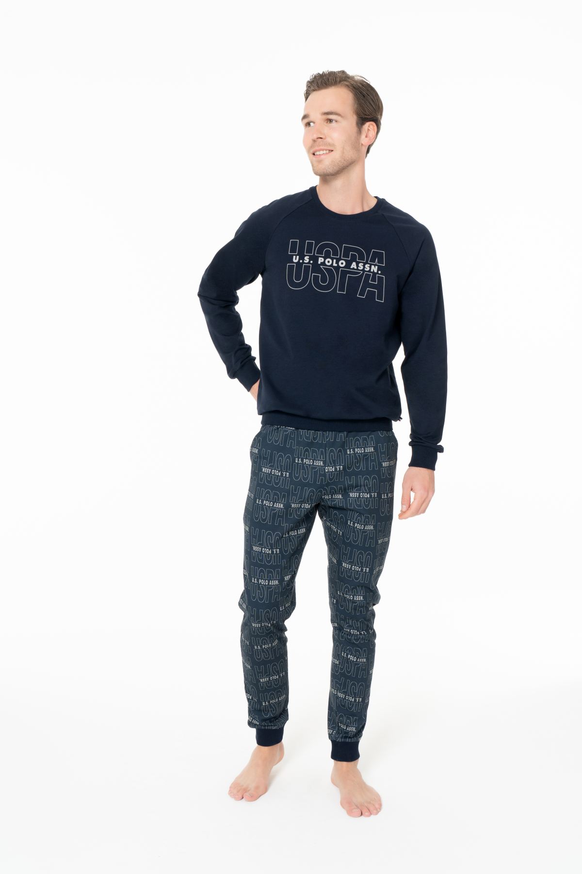 U.S. Polo Assn. 18968 Erkek Lacıvert Yuvarlak Yaka Uzun Kollu Pijama TakımıPijama TakımıU.S. Polo Assn.