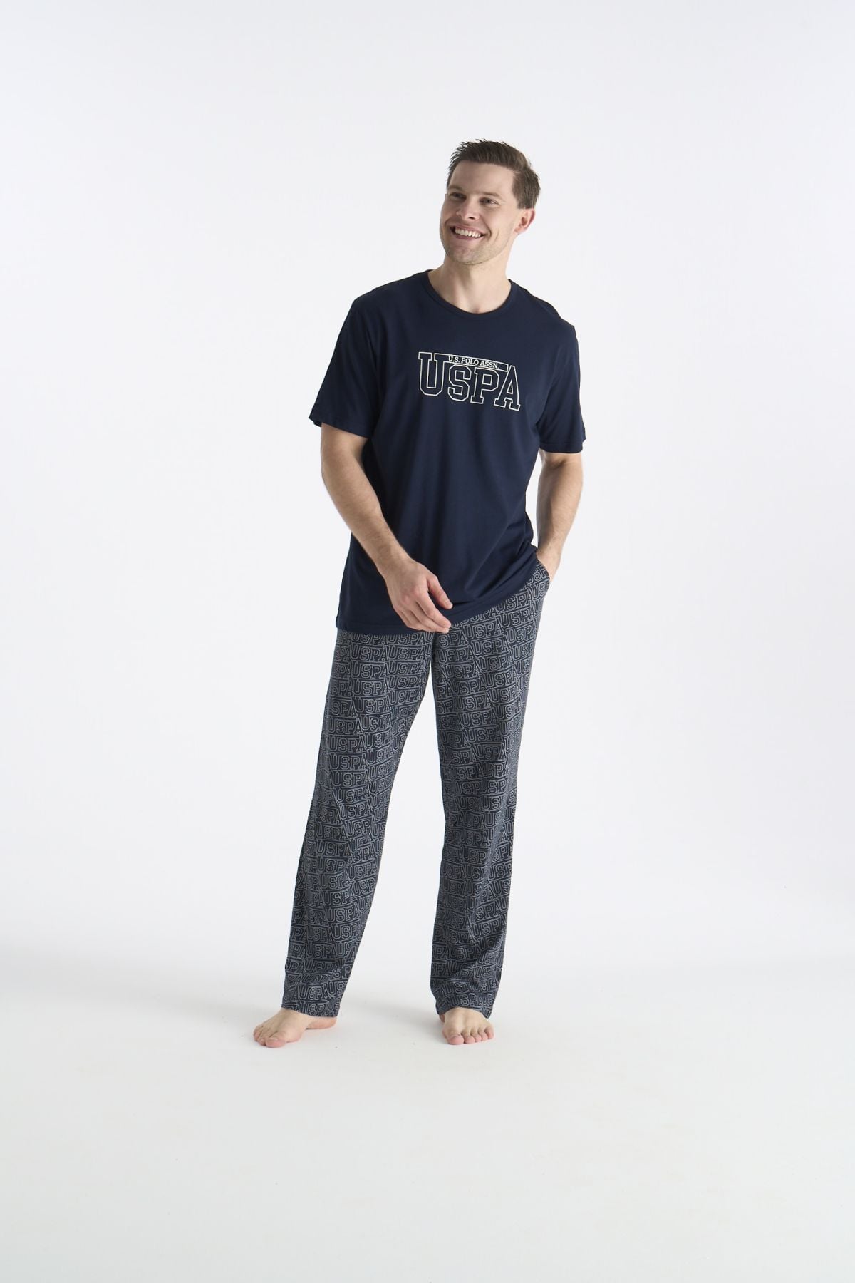 U.S. Polo Assn. 19049 Erkek Lacıvert Kısa Kollu Yuvarlak Yaka Pijama TakımıPijama TakımıU.S. Polo Assn.