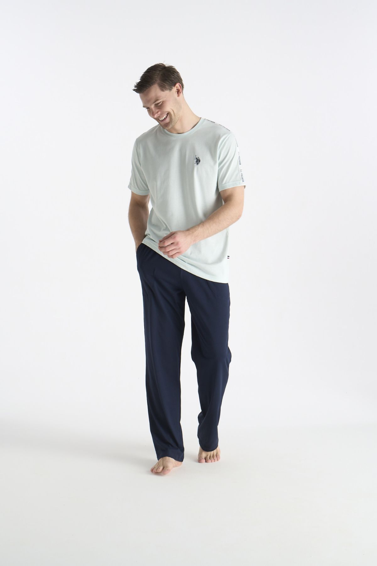 U.S. Polo Assn. 19039 Erkek Mınt Kısa Kollu Yuvarlak Yaka Pijama TakımıPijama TakımıU.S. Polo Assn.