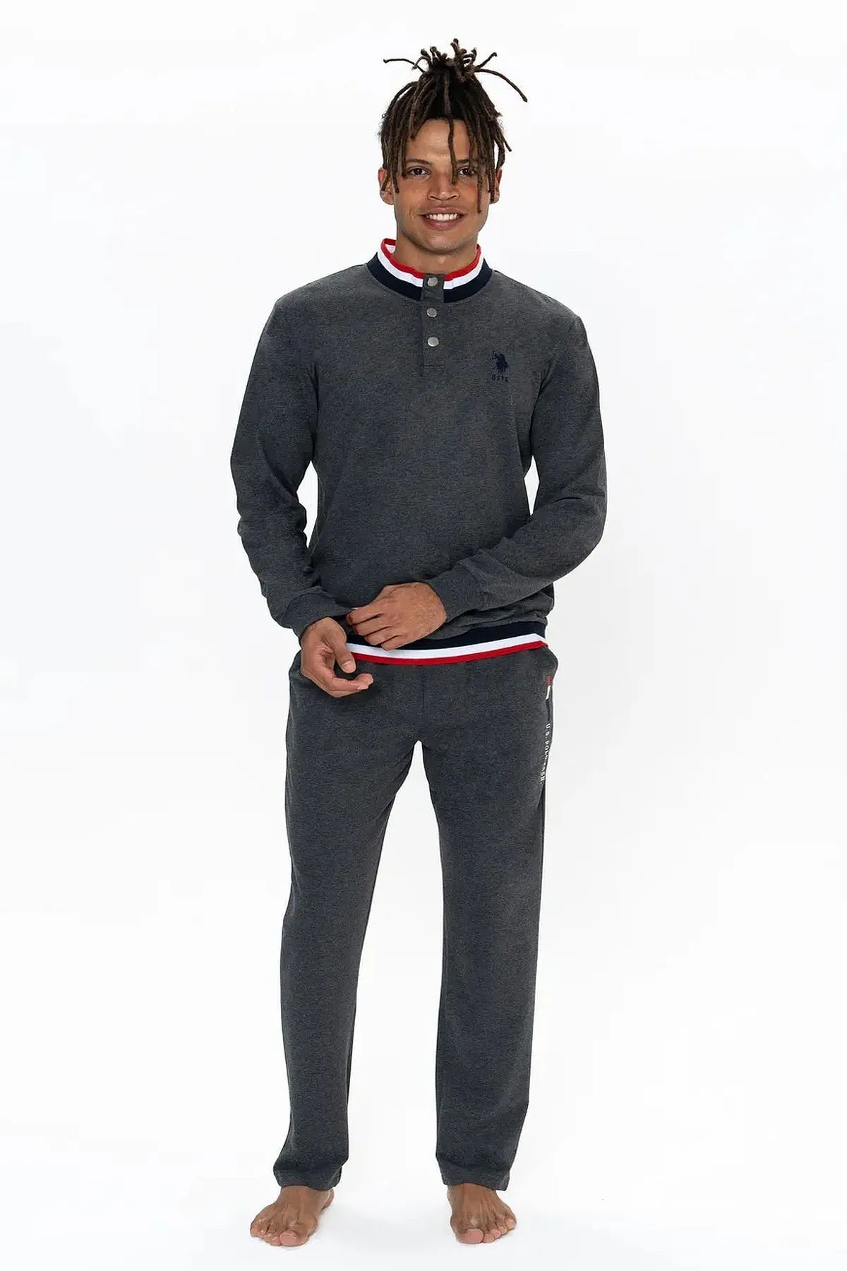 U.S. Polo Assn. 18922 Erkek Antrasıt Melanj Uzun Kollu Dik Yaka Pijama TakımıPijama TakımıU.S. Polo Assn.