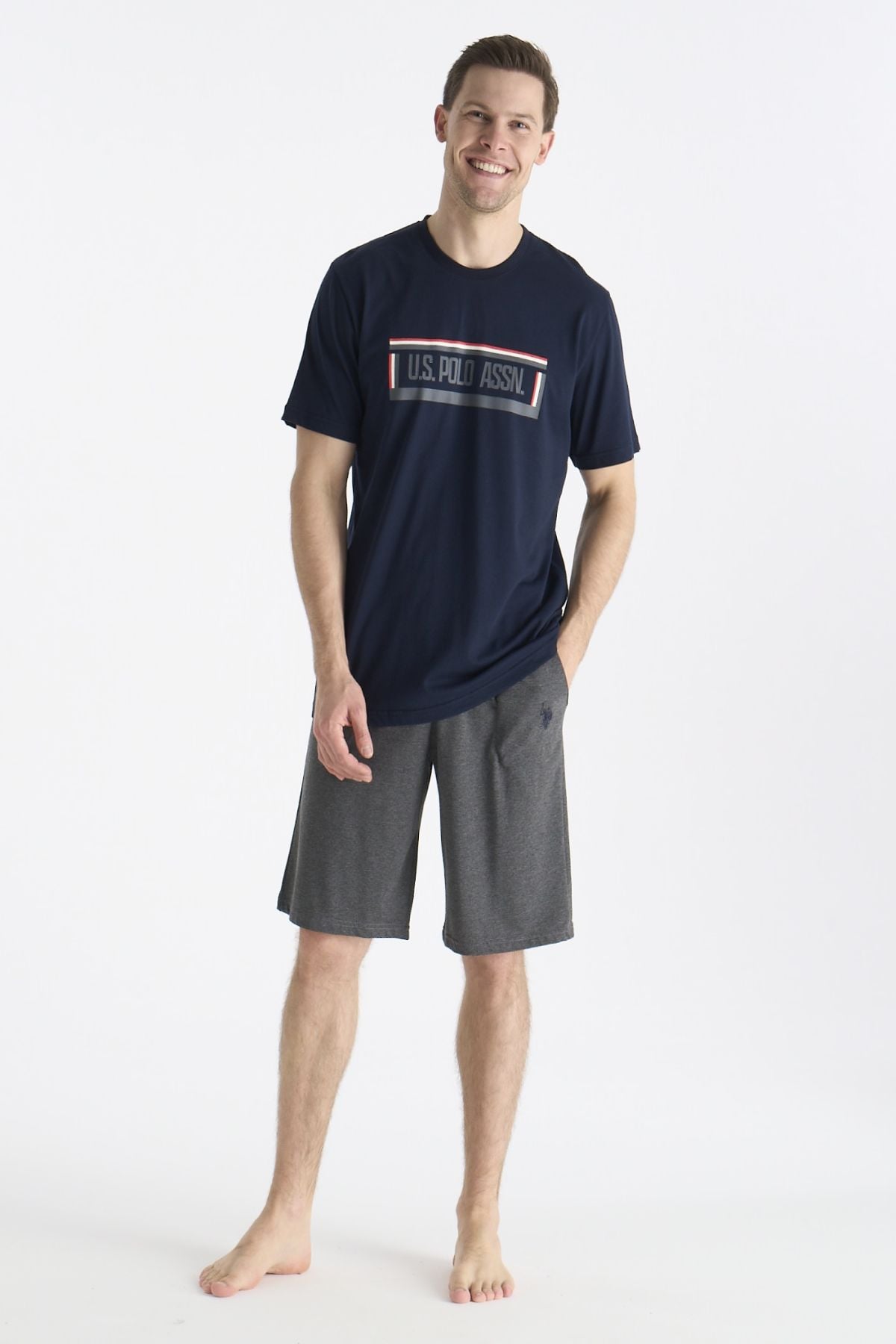 U.S. Polo Assn. 19006 Erkek Lacıvert Kısa Kollu Yuvarlak Yaka Şort TakımıŞort TakımıU.S. Polo Assn.