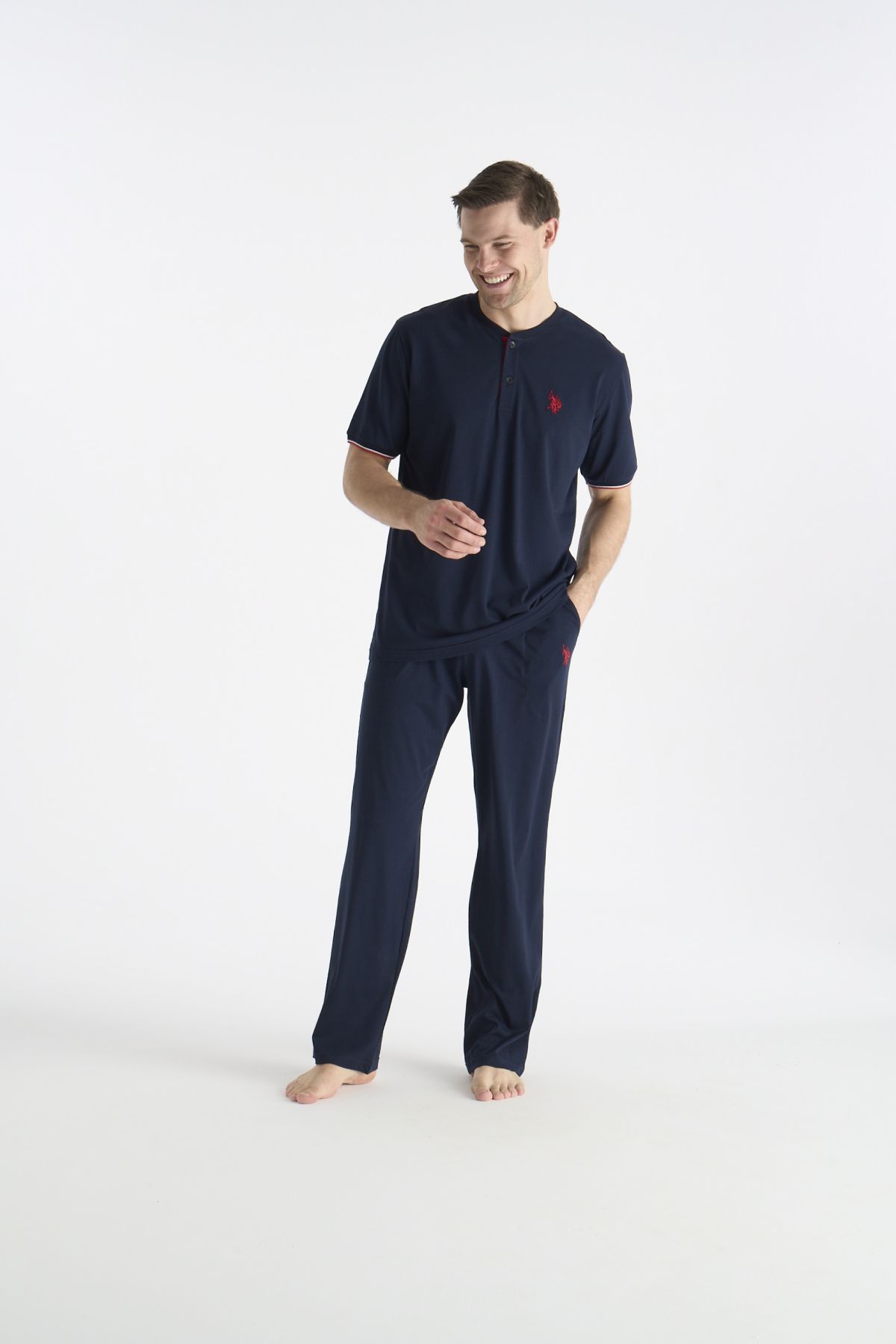 U.S. Polo Assn. 19029B Erkek Lacıvert Kısa Kollu Yuvarlak Yaka Battal Pijama TakımıPijama TakımıU.S. Polo Assn.