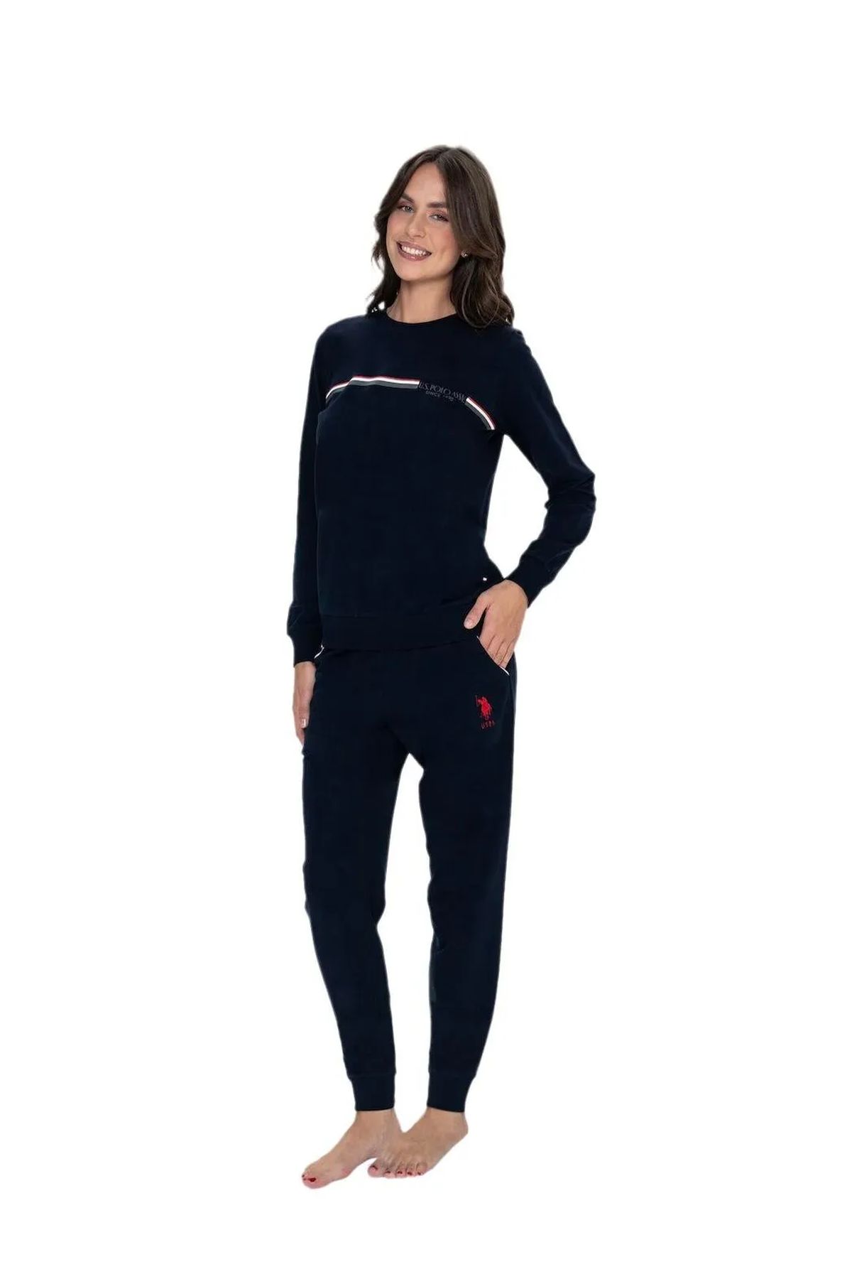 U.S. Polo Assn. 20111 Kadın Lacıvert Uzun Kollu Yuvarlak Yaka Pijama TakımıKadın Pijama TakımıU.S. Polo Assn.