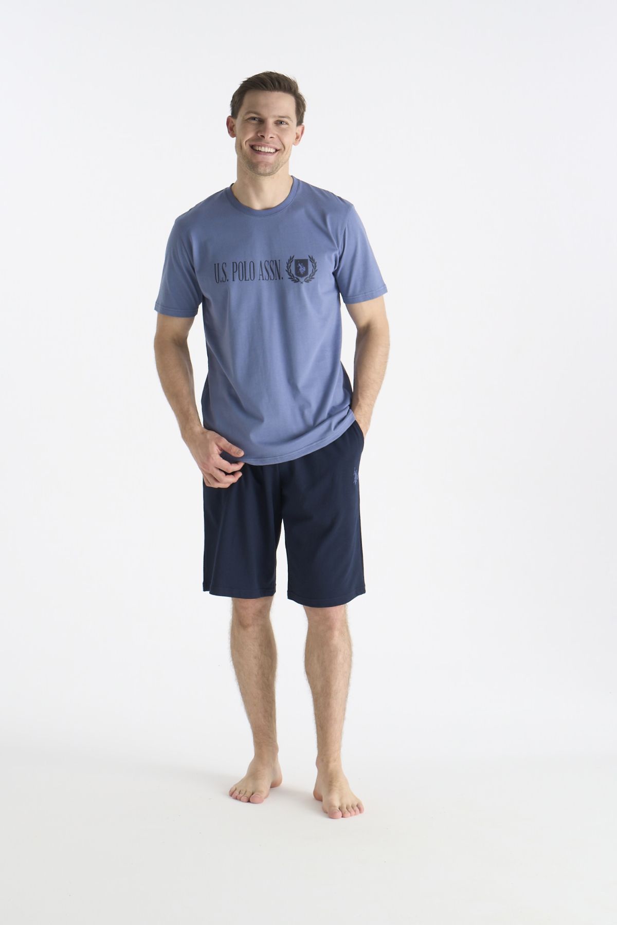 U.S. Polo Assn. 19017 Erkek Indıgo Kısa Kollu Yuvarlak Yaka Şort TakımıŞort TakımıU.S. Polo Assn.
