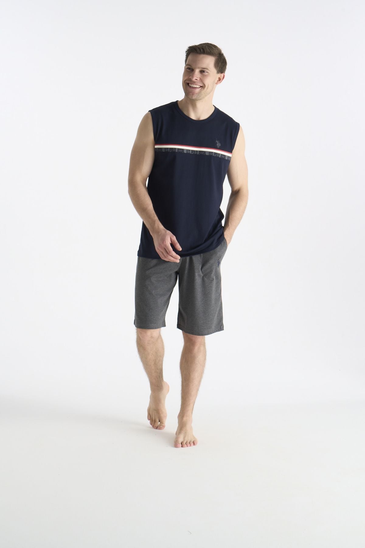 U.S. Polo Assn. 19020 Erkek Lacıvert Sıfır Kollu Yuvarlak Yaka Şort TakımıŞort TakımıU.S. Polo Assn.