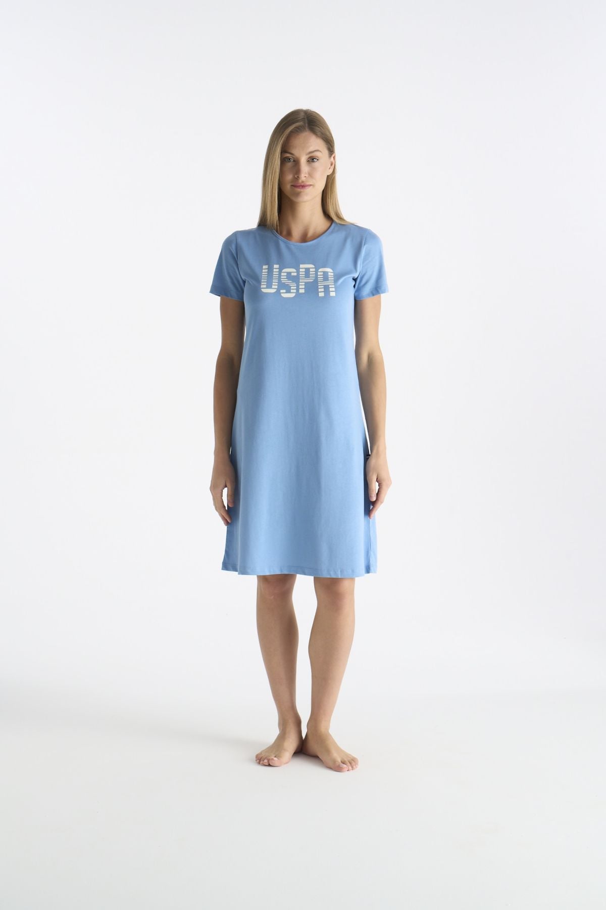 U.S. Polo Assn. 20206 Kadın Mavı Kısa Kollu Yuvarlak Yaka GecelikKadın GecelikU.S. Polo Assn.