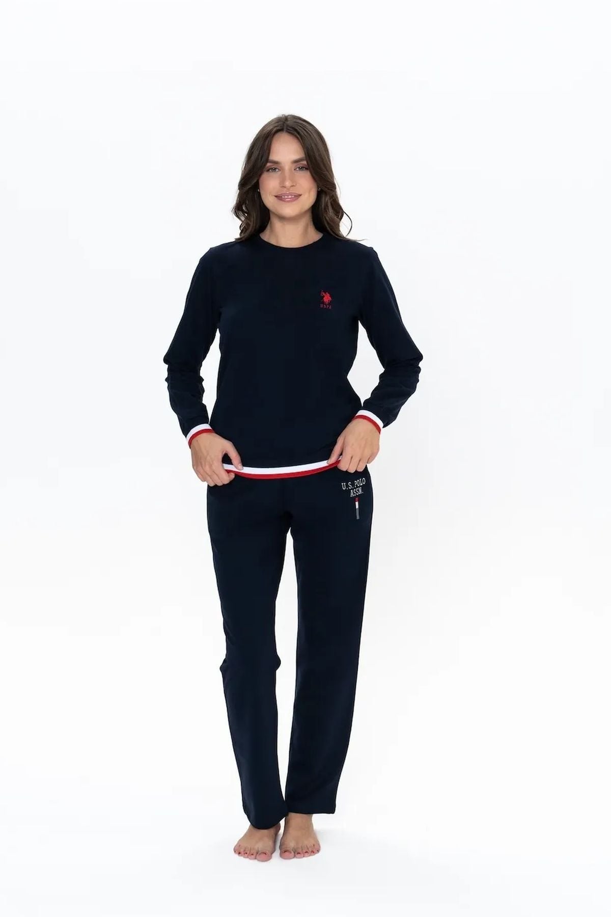 U.S. Polo Assn. 20110 Kadın Lacıvert Uzun Kollu Yuvarlak Yaka Pijama TakımıKadın Pijama TakımıU.S. Polo Assn.