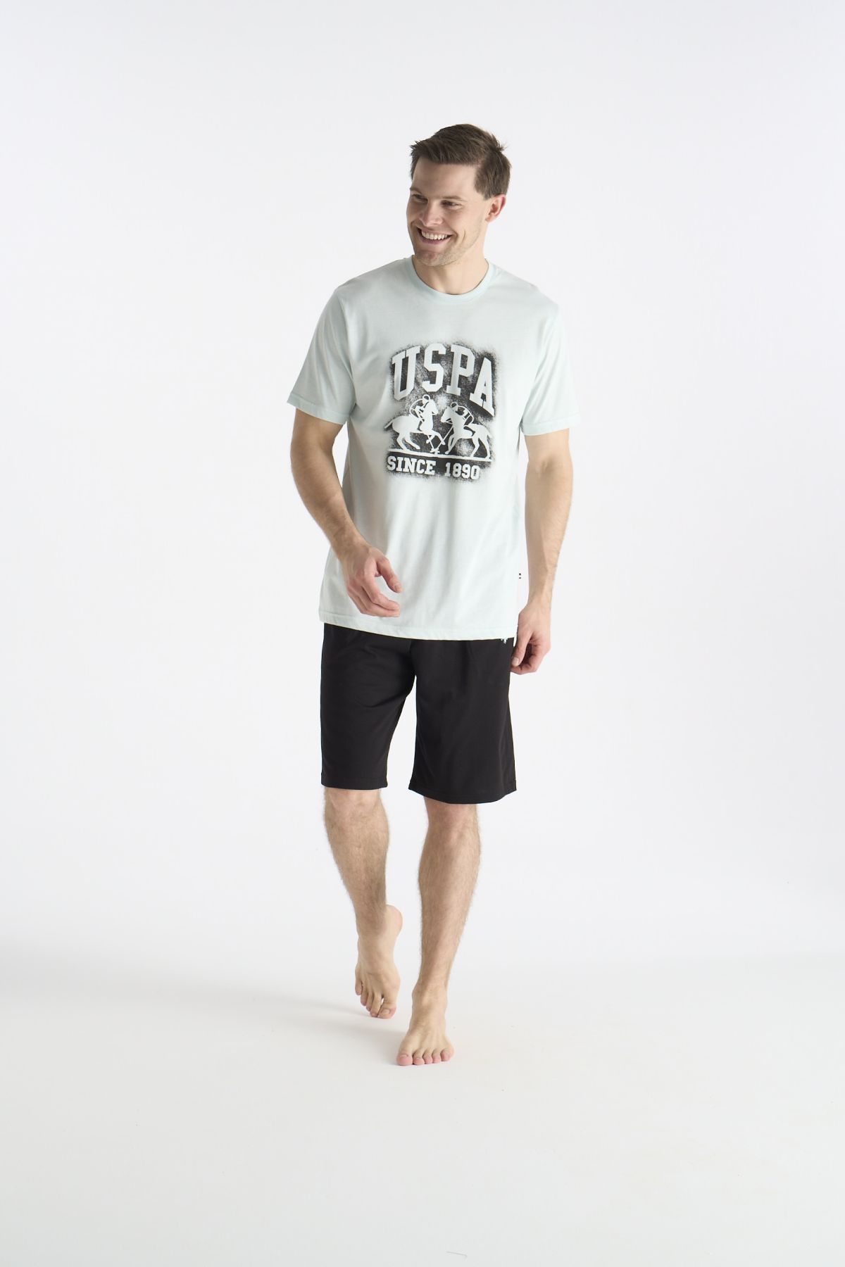 U.S. Polo Assn. 19016 Erkek Mınt Kısa Kollu Yuvarlak Yaka Şort TakımıŞort TakımıU.S. Polo Assn.