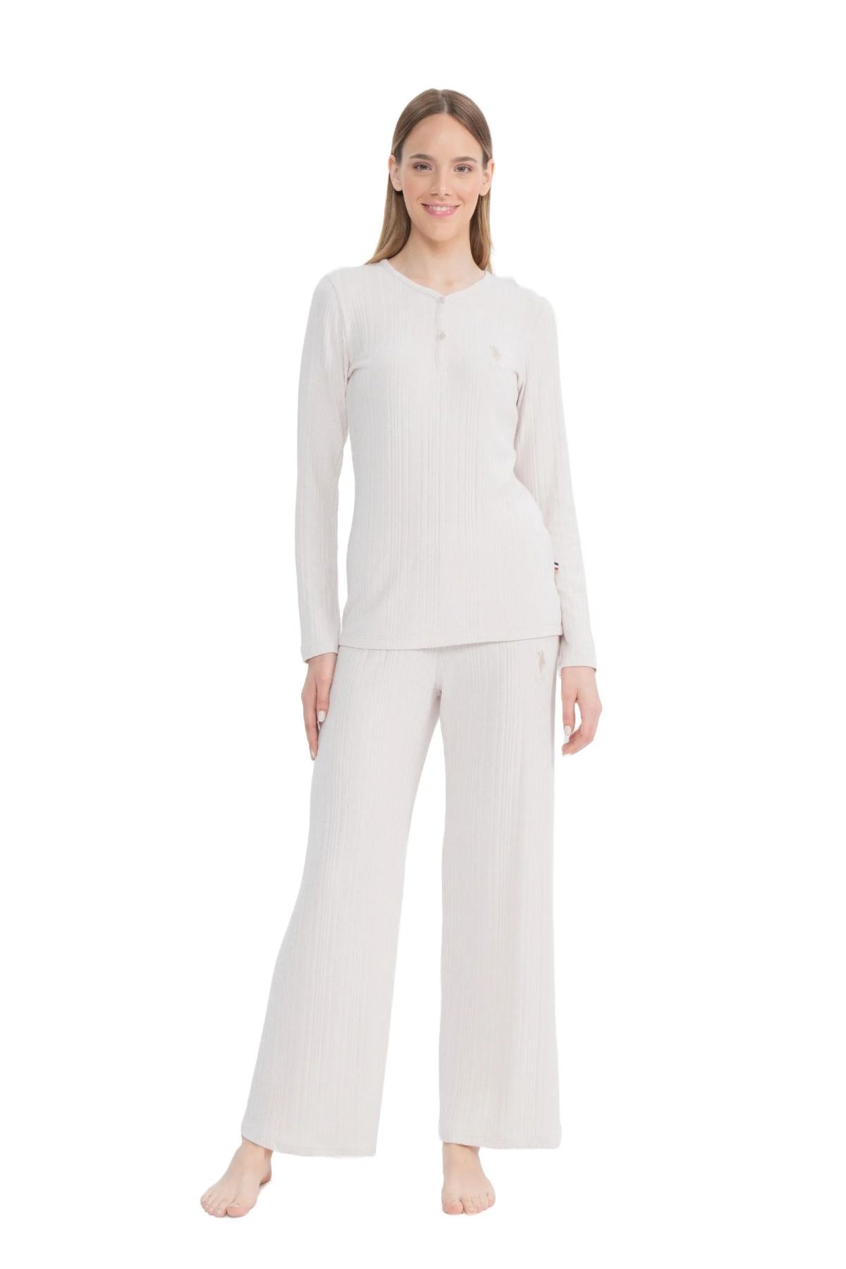 U.S. Polo Assn. 17129 Kadın Bej Uzun Kollu Patlı Pijama TakımKadın Pijama TakımıU.S. Polo Assn.