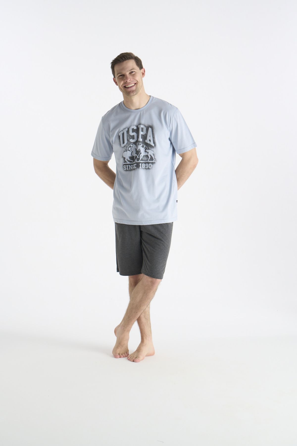 U.S. Polo Assn. 19016 Erkek Mavı Kısa Kollu Yuvarlak Yaka Şort TakımıŞort TakımıU.S. Polo Assn.
