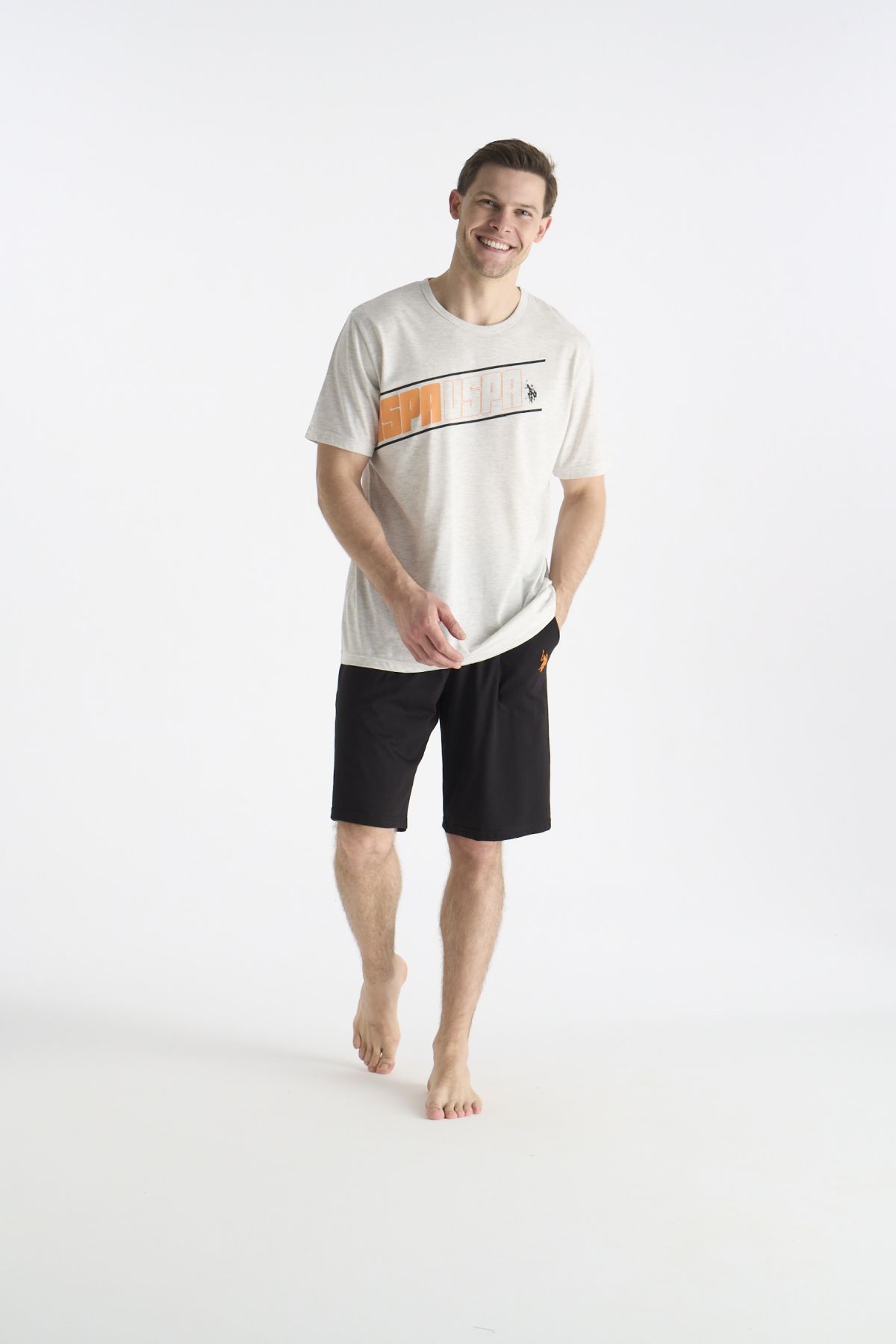 U.S. Polo Assn. 19015 Erkek Kar Melanj Kısa Kollu Yuvarlak Yaka Şort TakımıŞort TakımıU.S. Polo Assn.