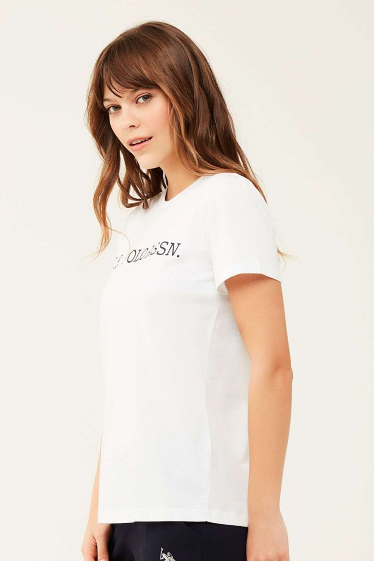 U.S. Polo Assn. 16595 Kadın Beyaz Yuvarlak Yaka T-Shirt | Burdagel.com