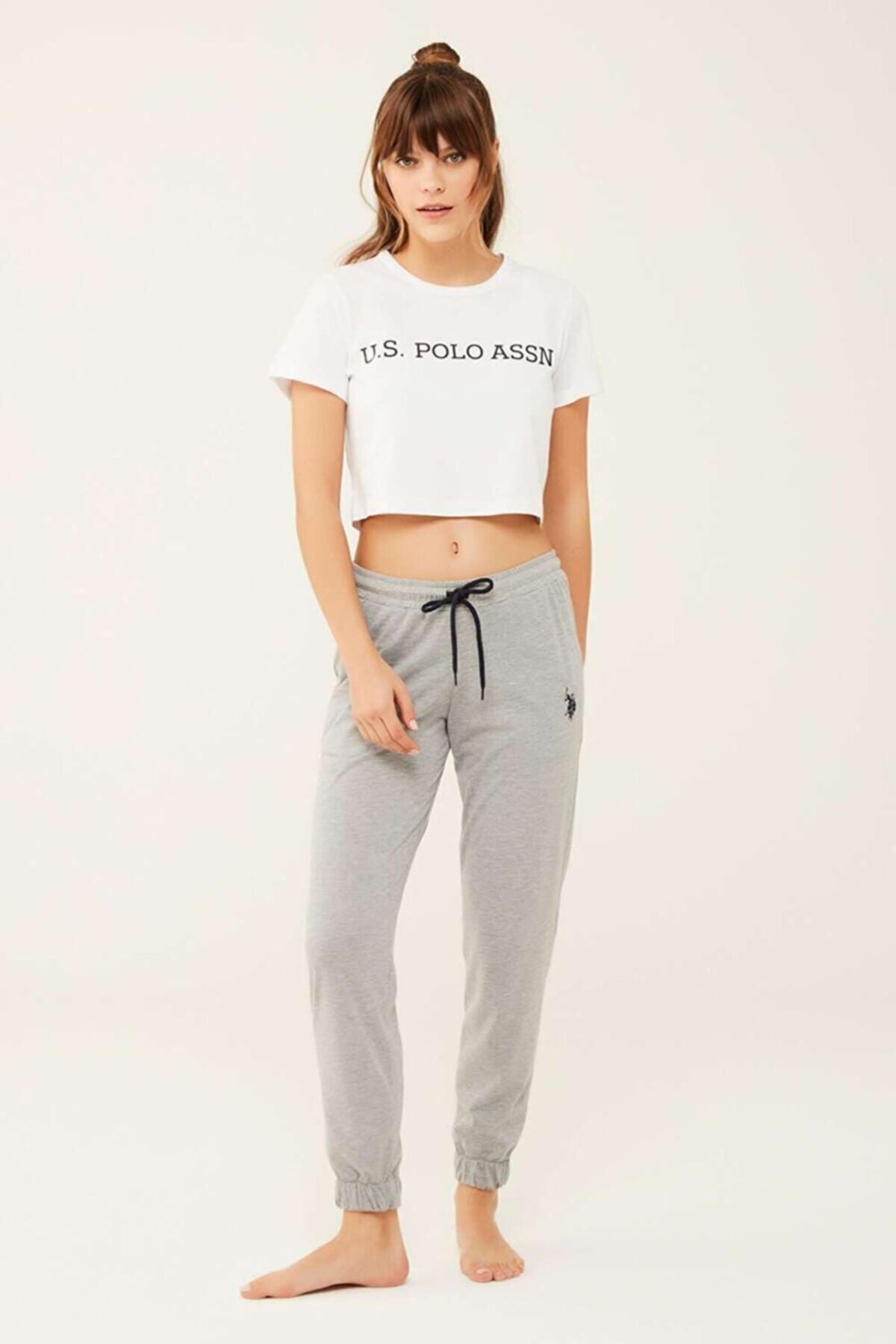 U.S. Polo Assn. 16600 Kadın Gri Melanj Pijama AltıKadın Pijama AltıU.S. Polo Assn.