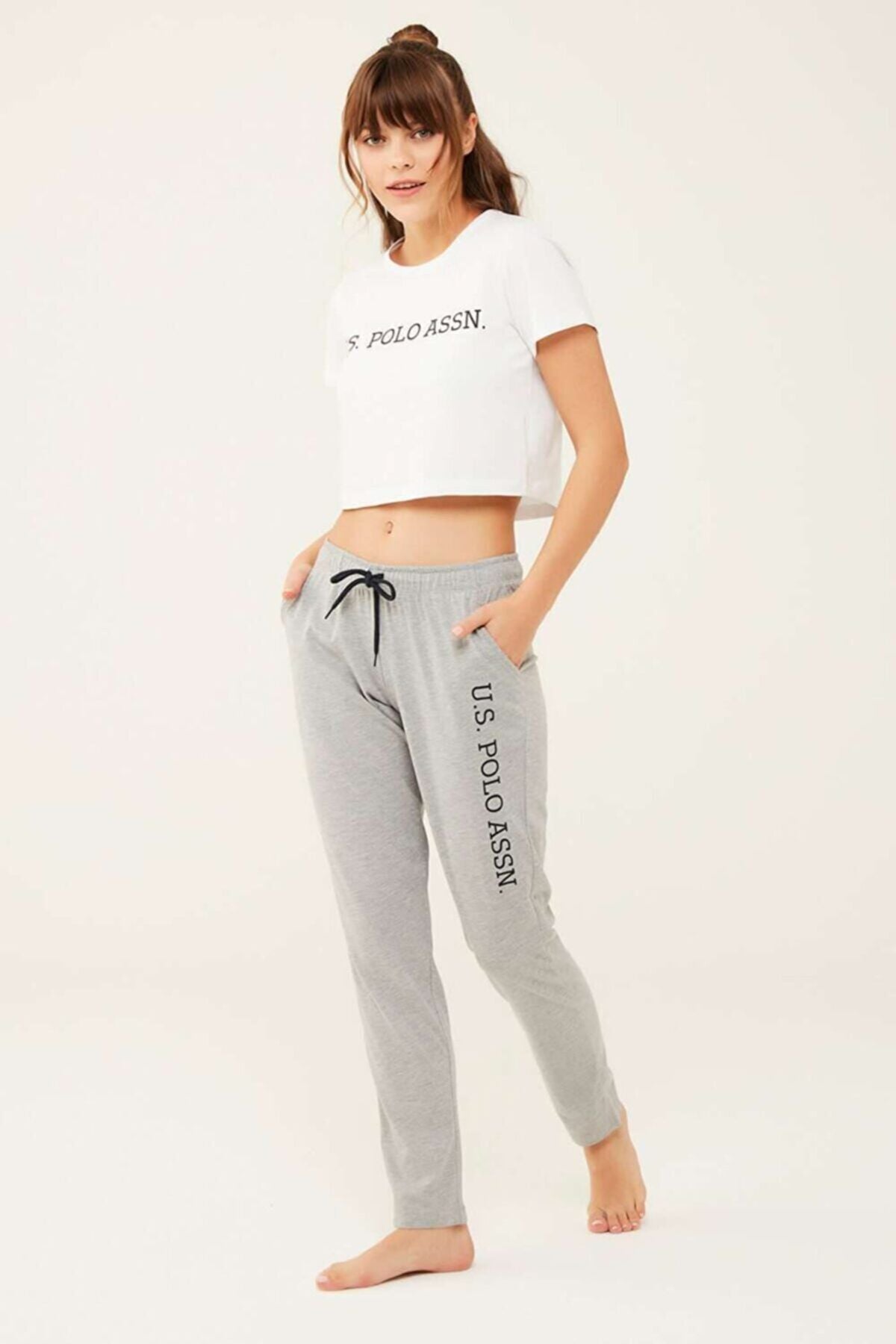 U.S. Polo Assn. 16601 Kadın Gri Melanj Pijama AltıKadın Pijama AltıU.S. Polo Assn.