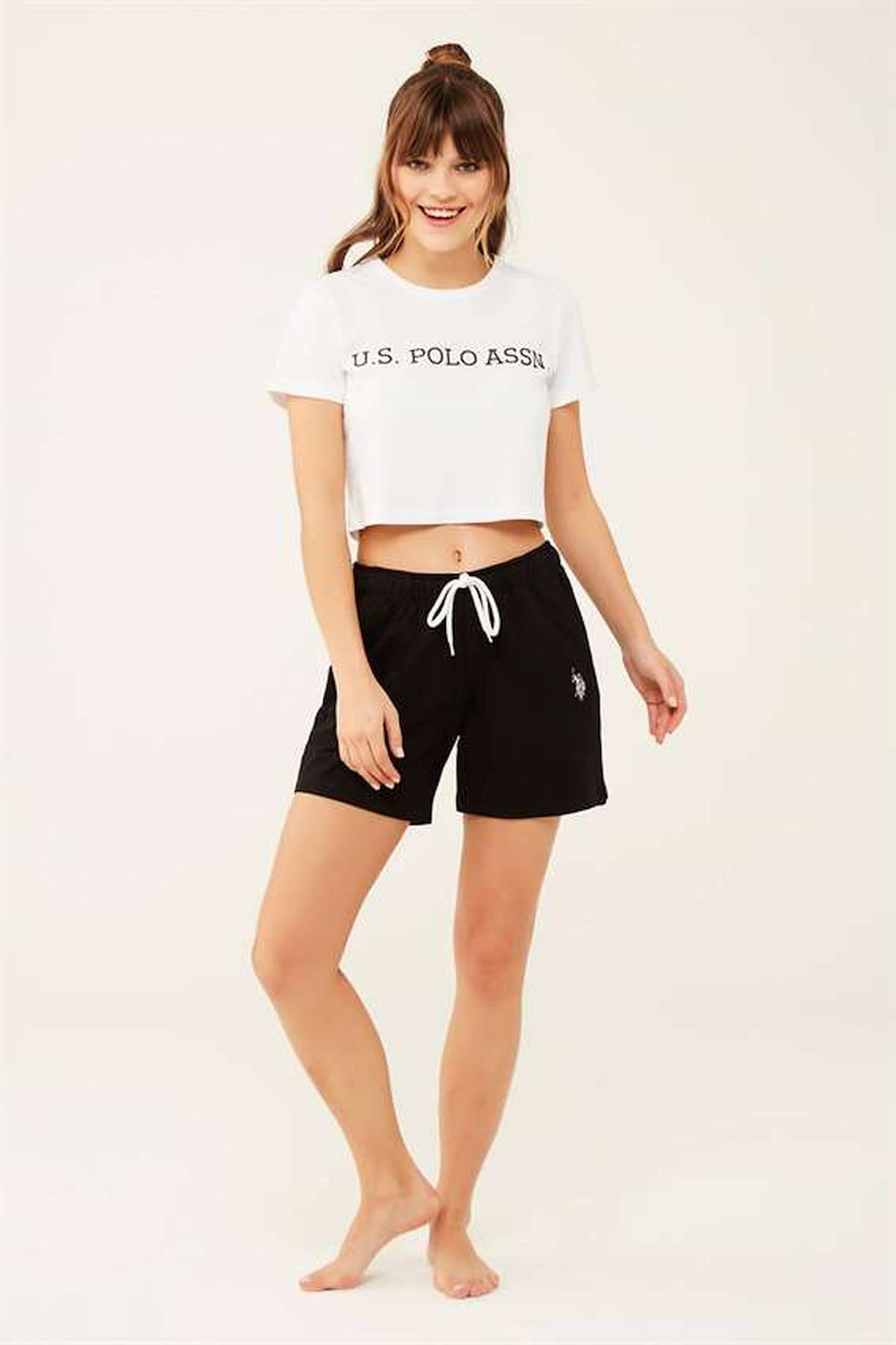 U.S. Polo Assn. 16604 Kadın Siyah ŞortKadın Pijama AltıU.S. Polo Assn.