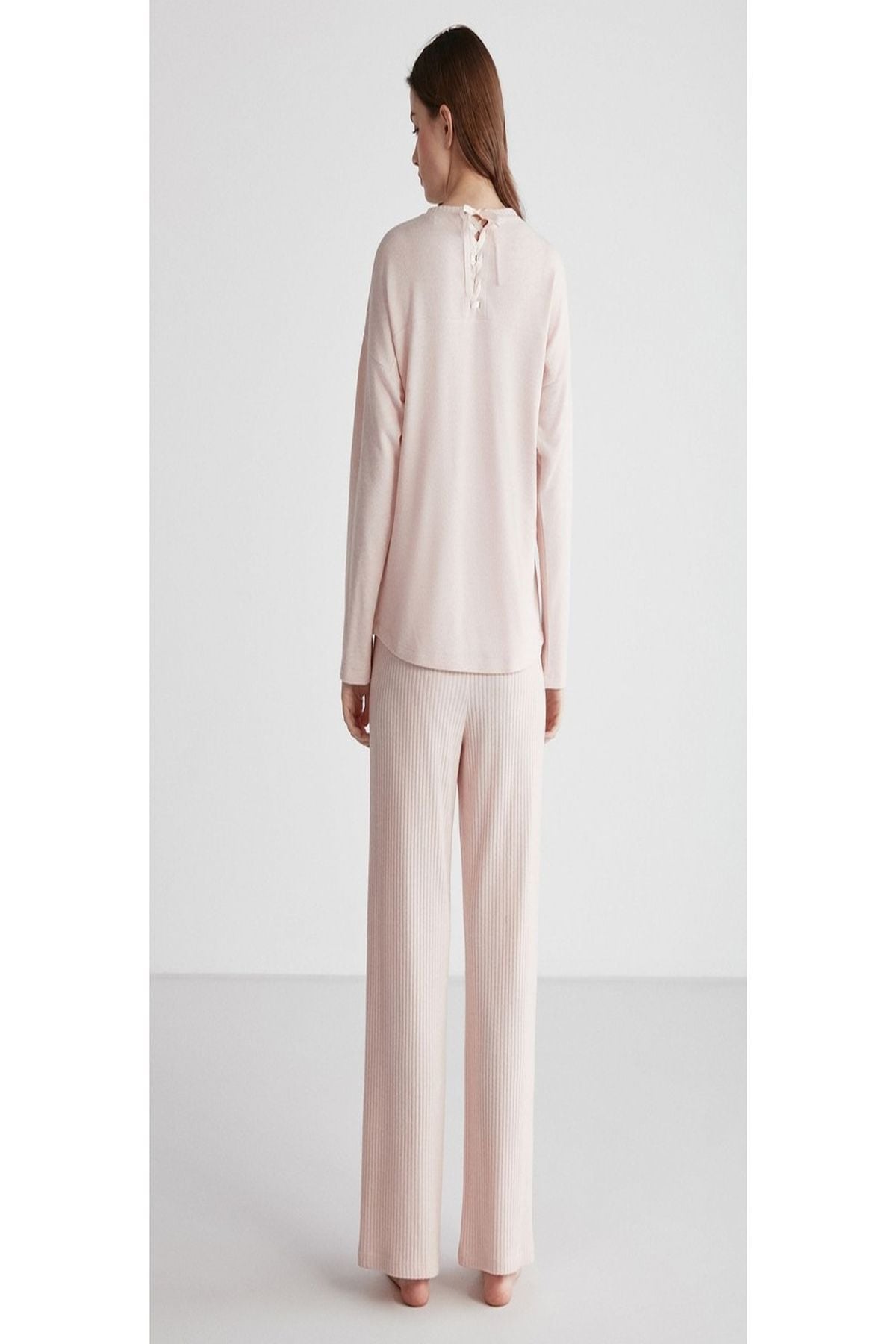 U.S. Polo Assn. 16954 Kadın Pembe Melanj Yuvarlak Yaka Uzun Kollu Pijama TakımıKadın Pijama TakımıU.S. Polo Assn.