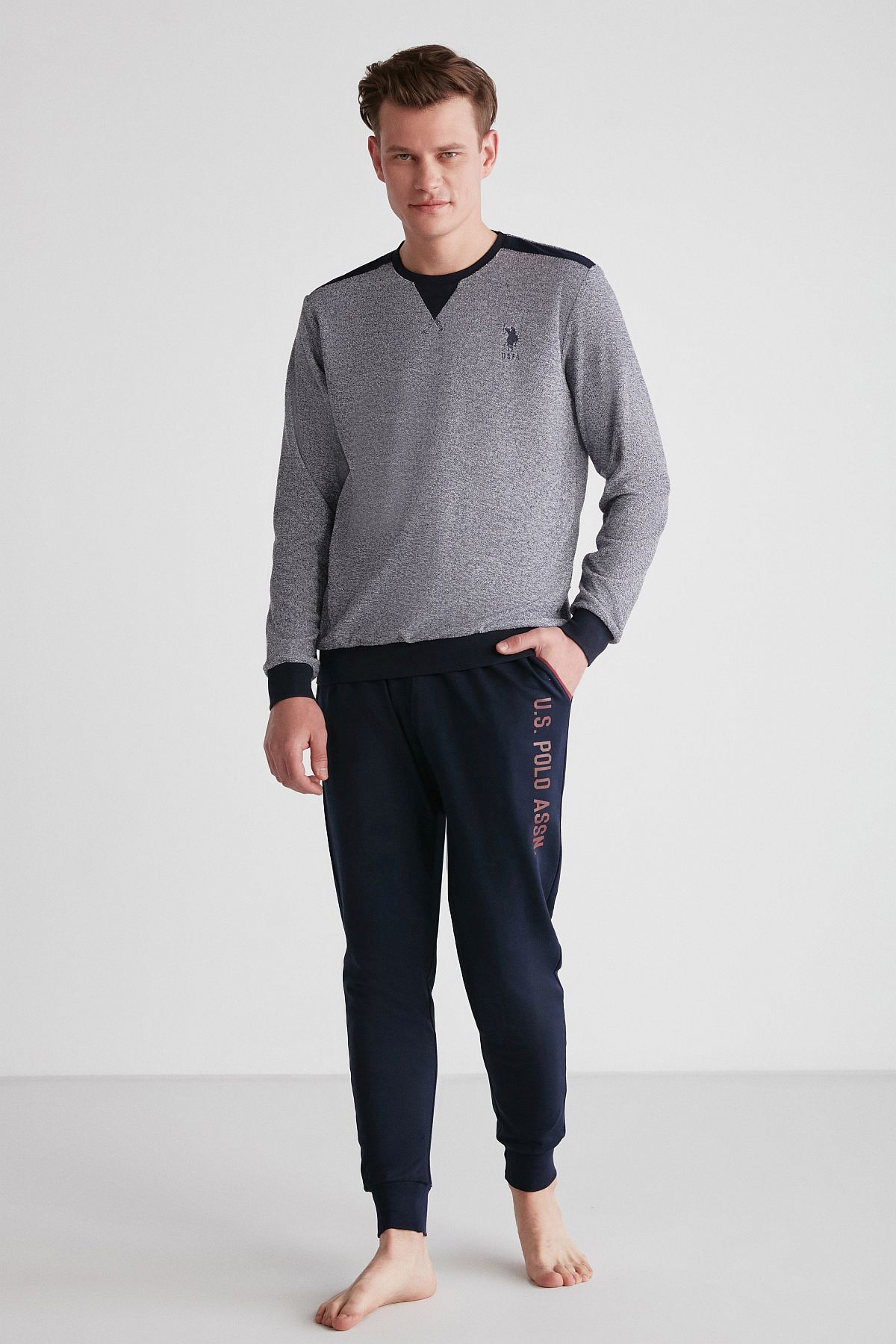 U.S. Polo Assn. 18720 Erkek Lacivert Yuvarlak Yaka Uzun Kollu Pijama TakımıPijama TakımıU.S. Polo Assn.