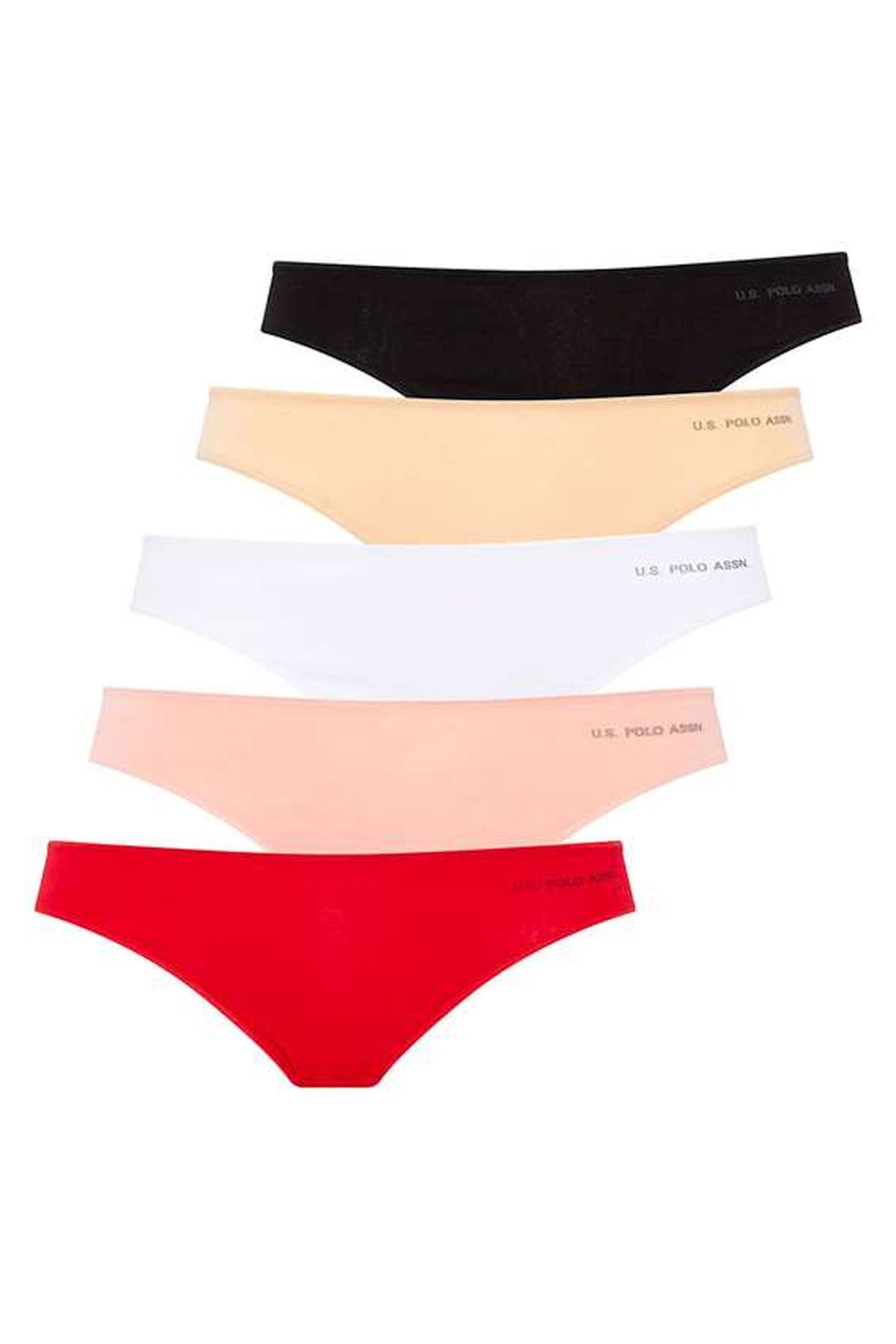 U.S. Polo Assn. 67006 Kadın Siyah-Ten-Beyaz-Somon-Kırmızı 5'li Kıl Lastikli SlipSlip KülotU.S. Polo Assn.