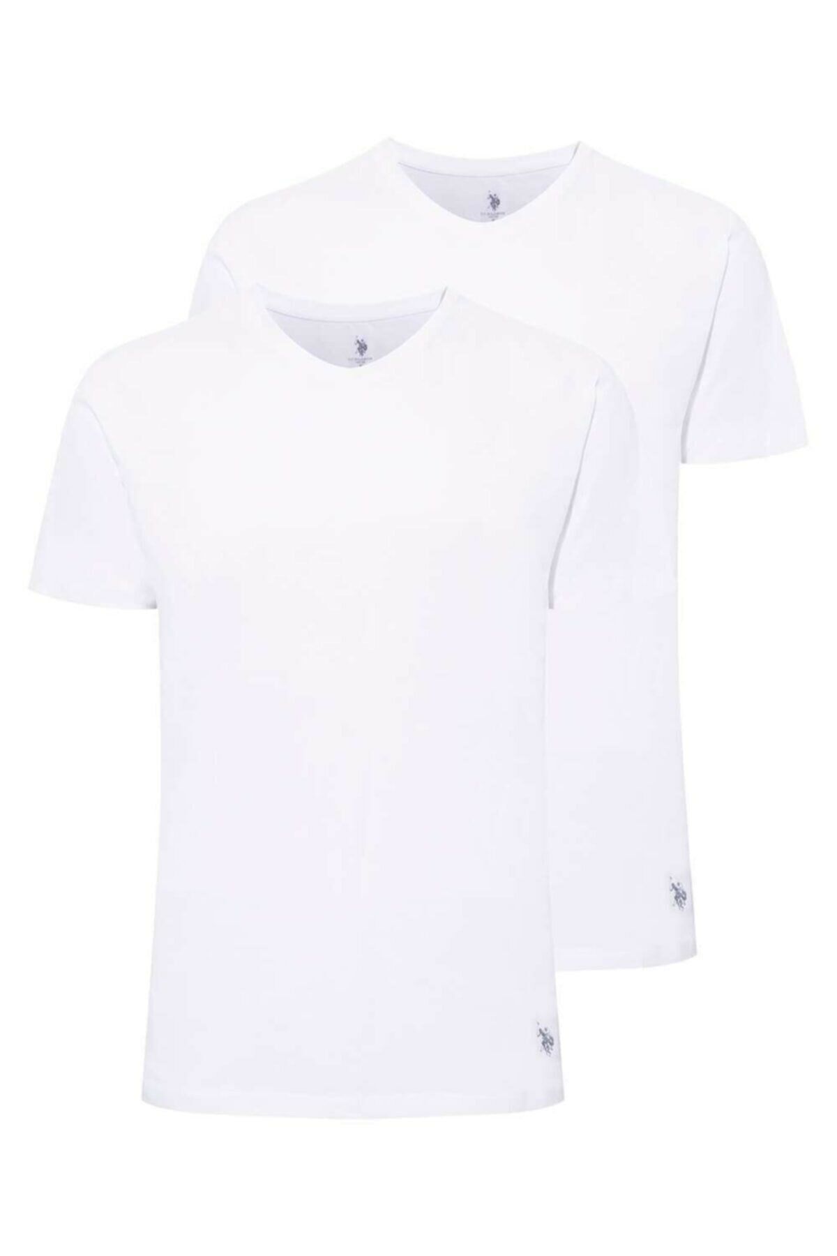 U.S. Polo Assn. 80197 Erkek Beyaz 2'li Yuvarlak Yaka Kısa Kol AtletAtletU.S. Polo Assn.