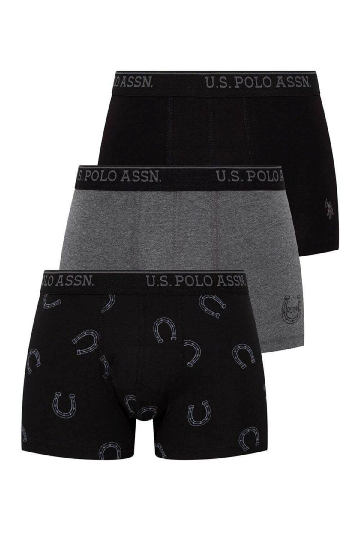 U.S. Polo Assn. 80304 Erkek Siyah-Antrasit-Siyah 3'lü BoxerBoxerU.S. Polo Assn.