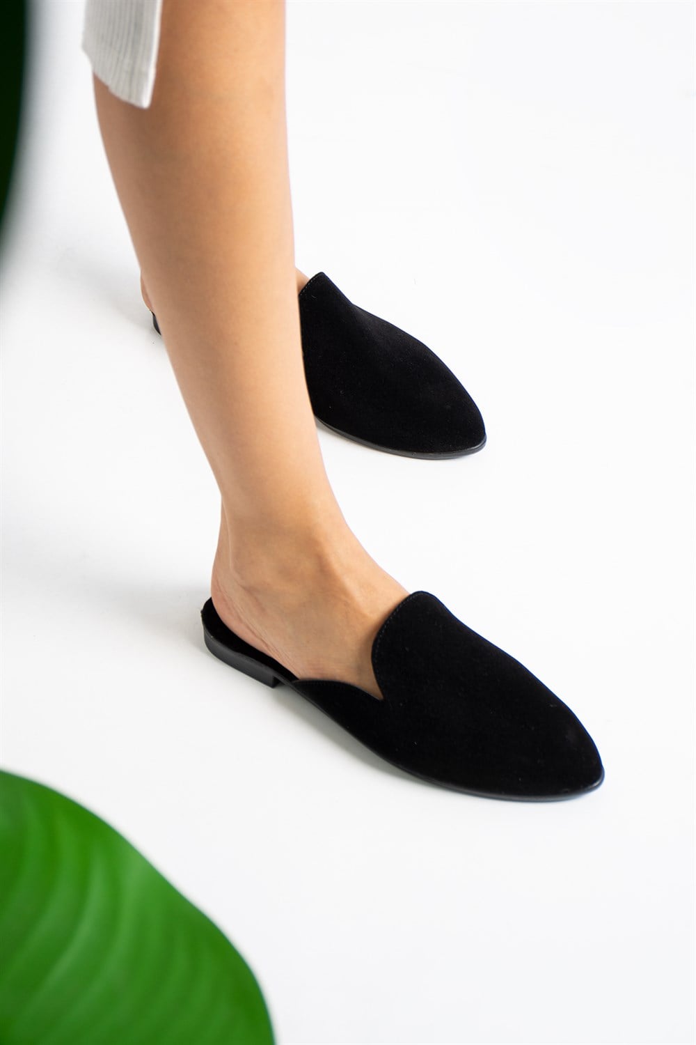 Siyah Süet Loafer Terlik