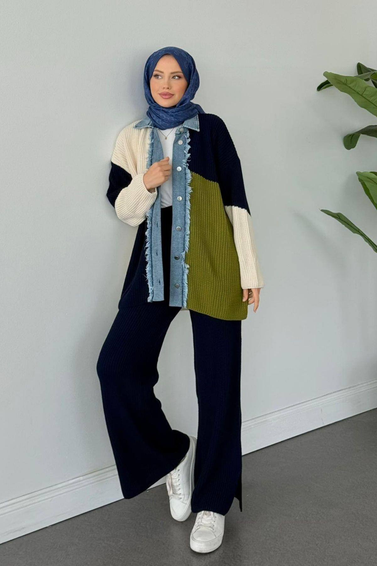  NEW Düğmeli Triko Takım Lacivert, Fiyatları  NEW Düğmeli Triko Takım Lacivert- Haza Moda