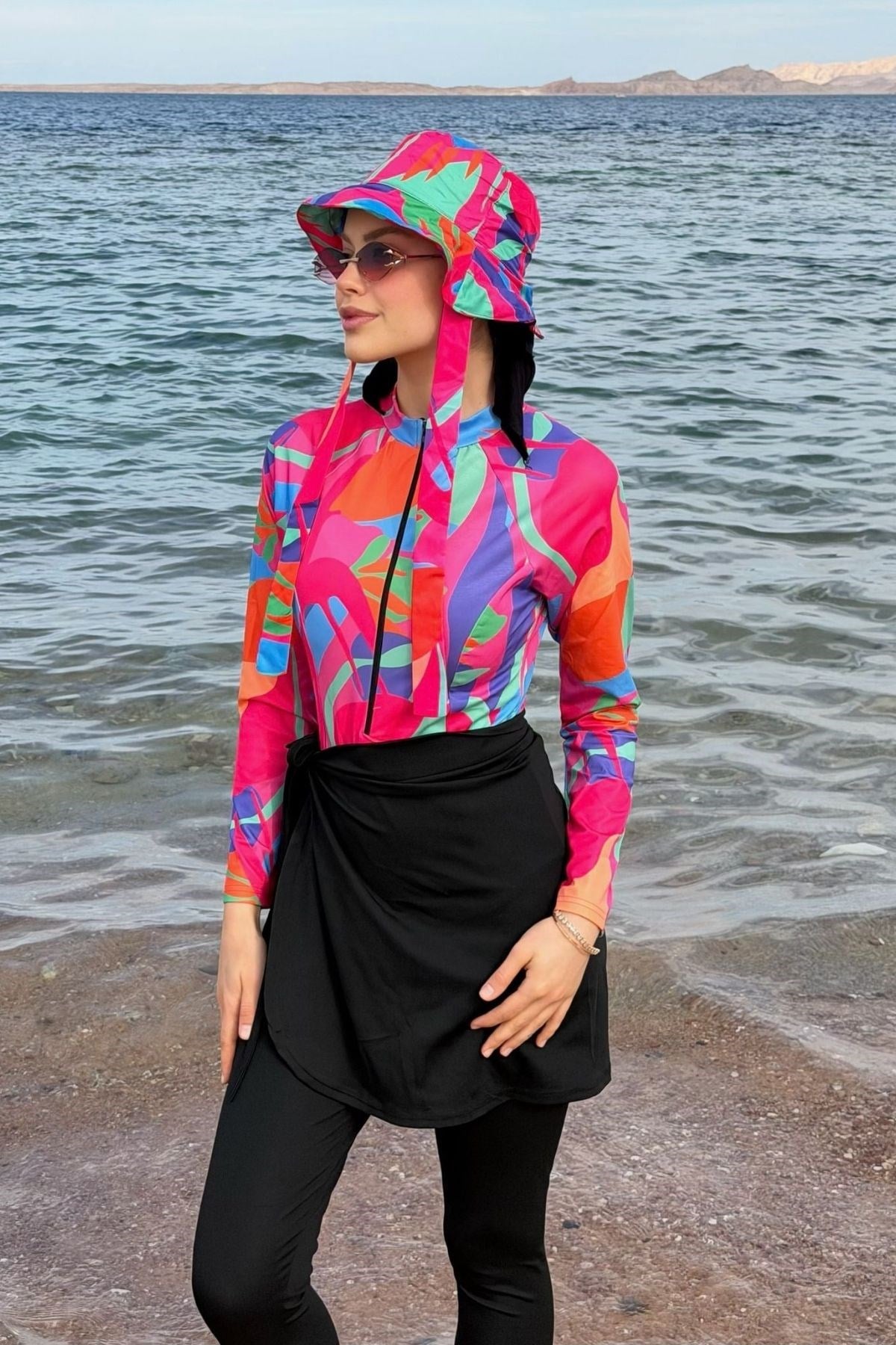 3Lü Tesettür Mayo Takım Geometrik, Fiyatları 3Lü Tesettür Mayo Takım Geometrik - Haza Moda 