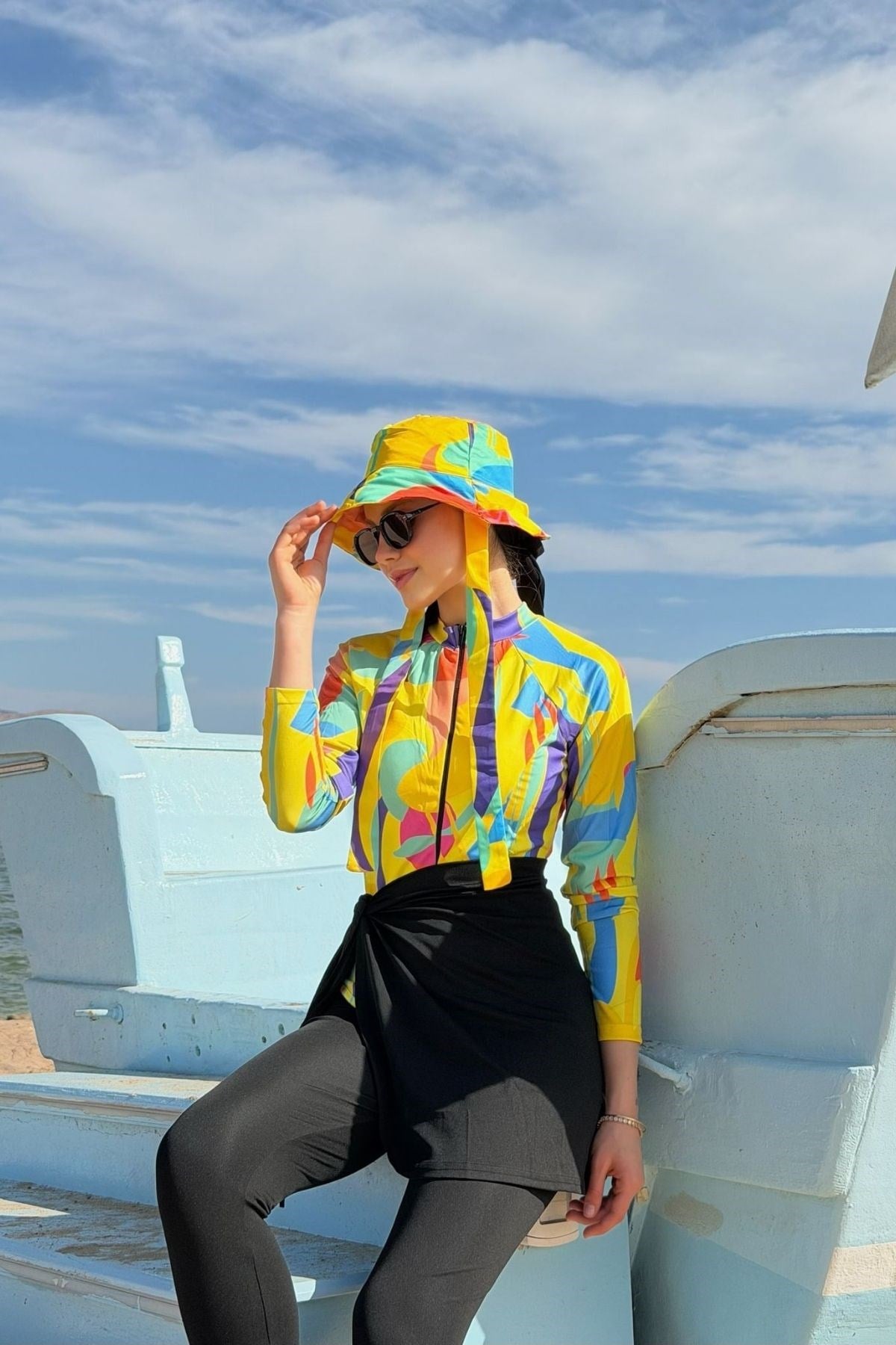 3Lü Tesettür Mayo Takım Sarı, Fiyatları 3Lü Tesettür Mayo Takım Sarı- Haza Moda 
